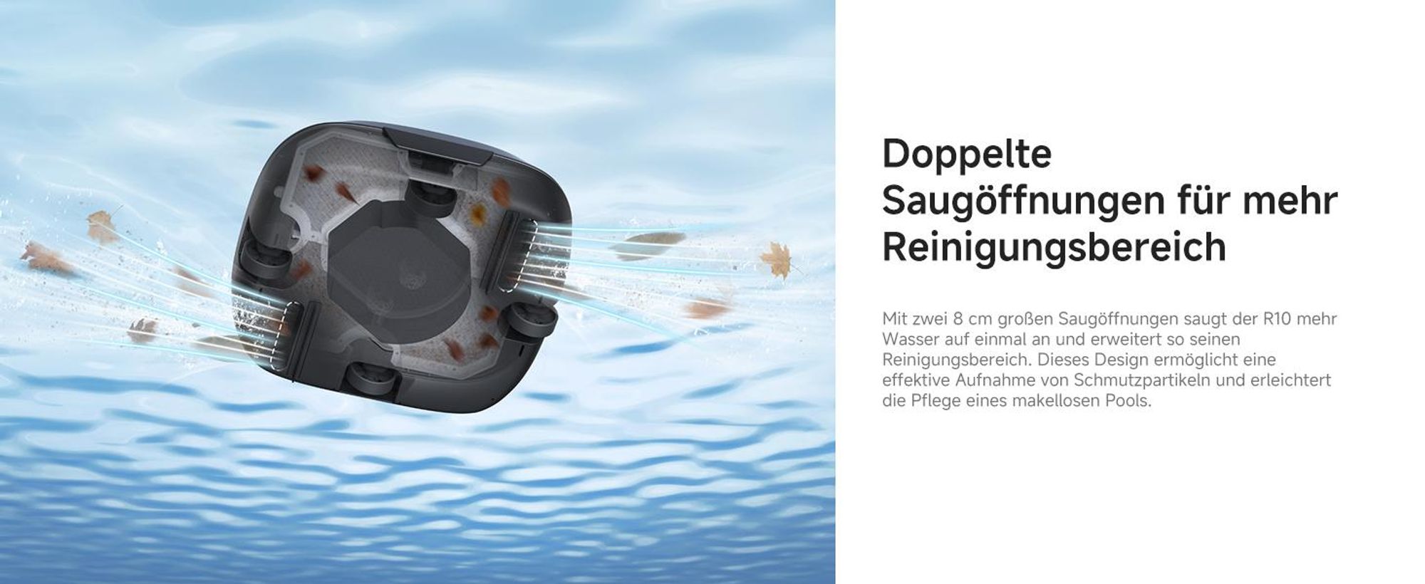 MOVA Diver R10 Poolroboter kabellos, 5700 l/h Saugleistung, 120 Min Laufzeit, automatisches Parken, für oberirdische Pools bis 80 m²