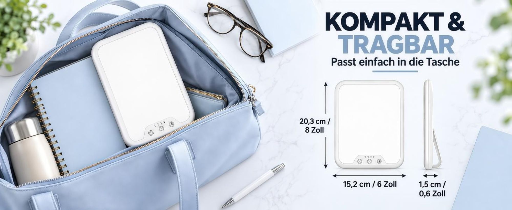 Tageslichtlampe 10000 Lux, Lichttherapiegeräte,UV-frei, stufenlos dimmbar, 3 Lichtfarben, Touch-Steuerung,4 Timer, faltbar, ultradünn & leicht