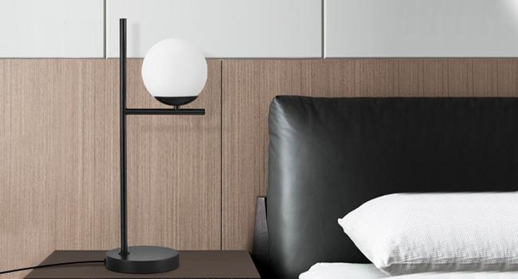ZMH Nachttischlampe Schwarz Modern Tischlampe 1 Flammig Metall Tischleuchte mit Schalter aus Weiß Glas E27 Fassung für Wohnzimmer Schlafzimmer Kinderzimmer