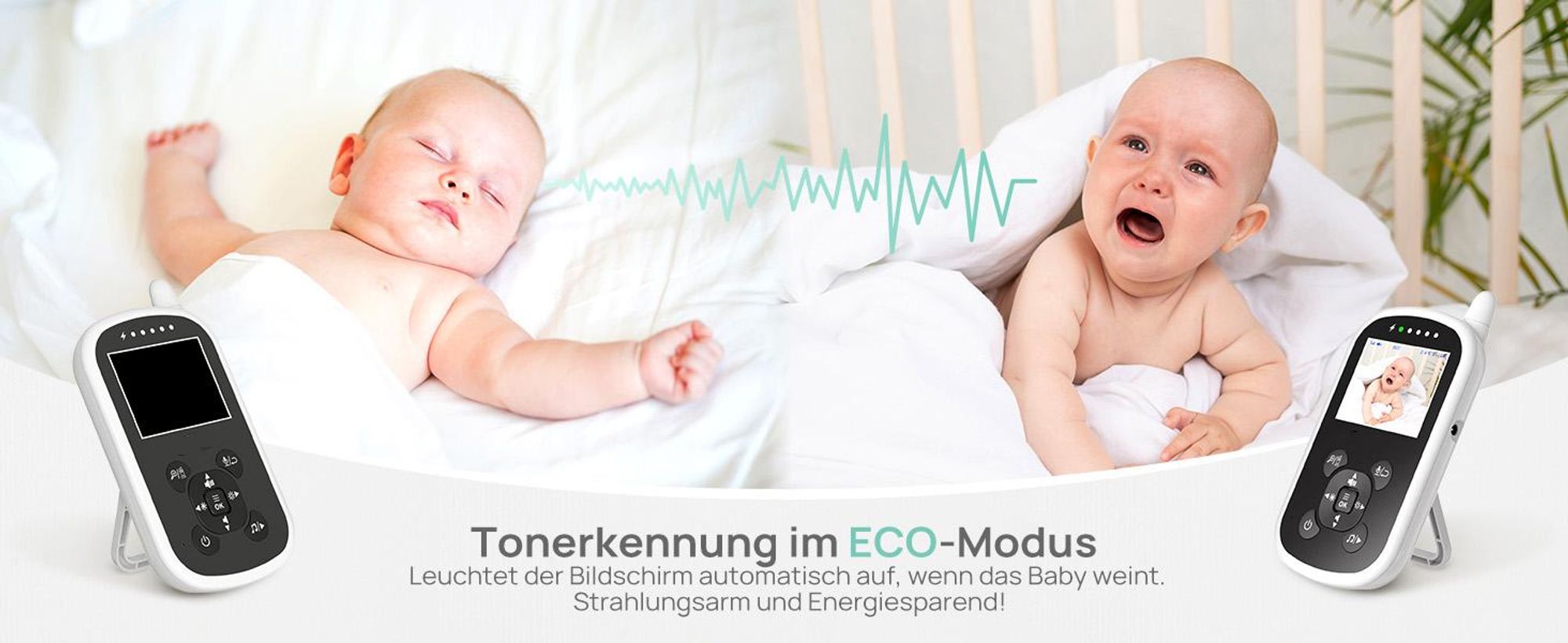Babyphone mit Kamera Video Baby Monitor 2,4 GHz Gegensprechfunktion ECO Modus Lange Akkulaufzeit Nachtsicht Temperatursensor Schlaflieder