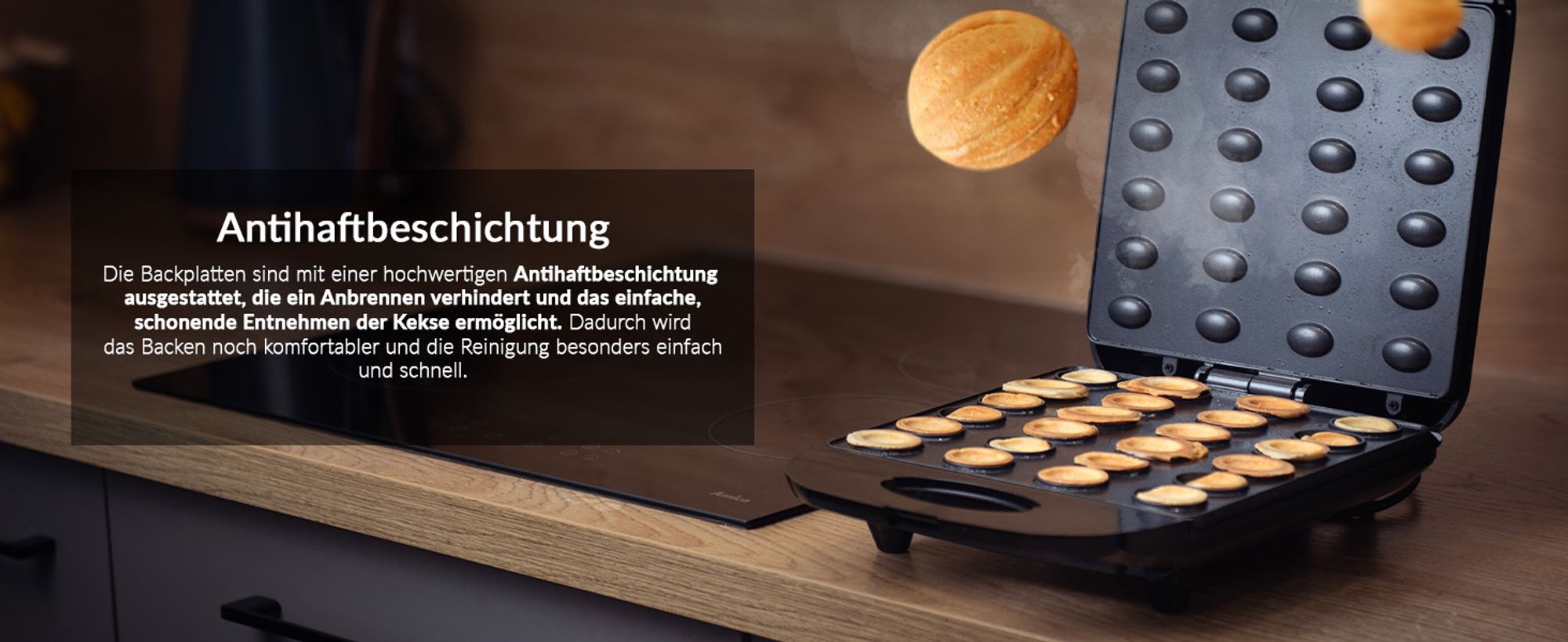 Lehmann Waffeleisen für Nüsse | Elektrischer Nussbäcker, Erdnüsse, Haselnüsse | 24 Hälften | max. 1400 W