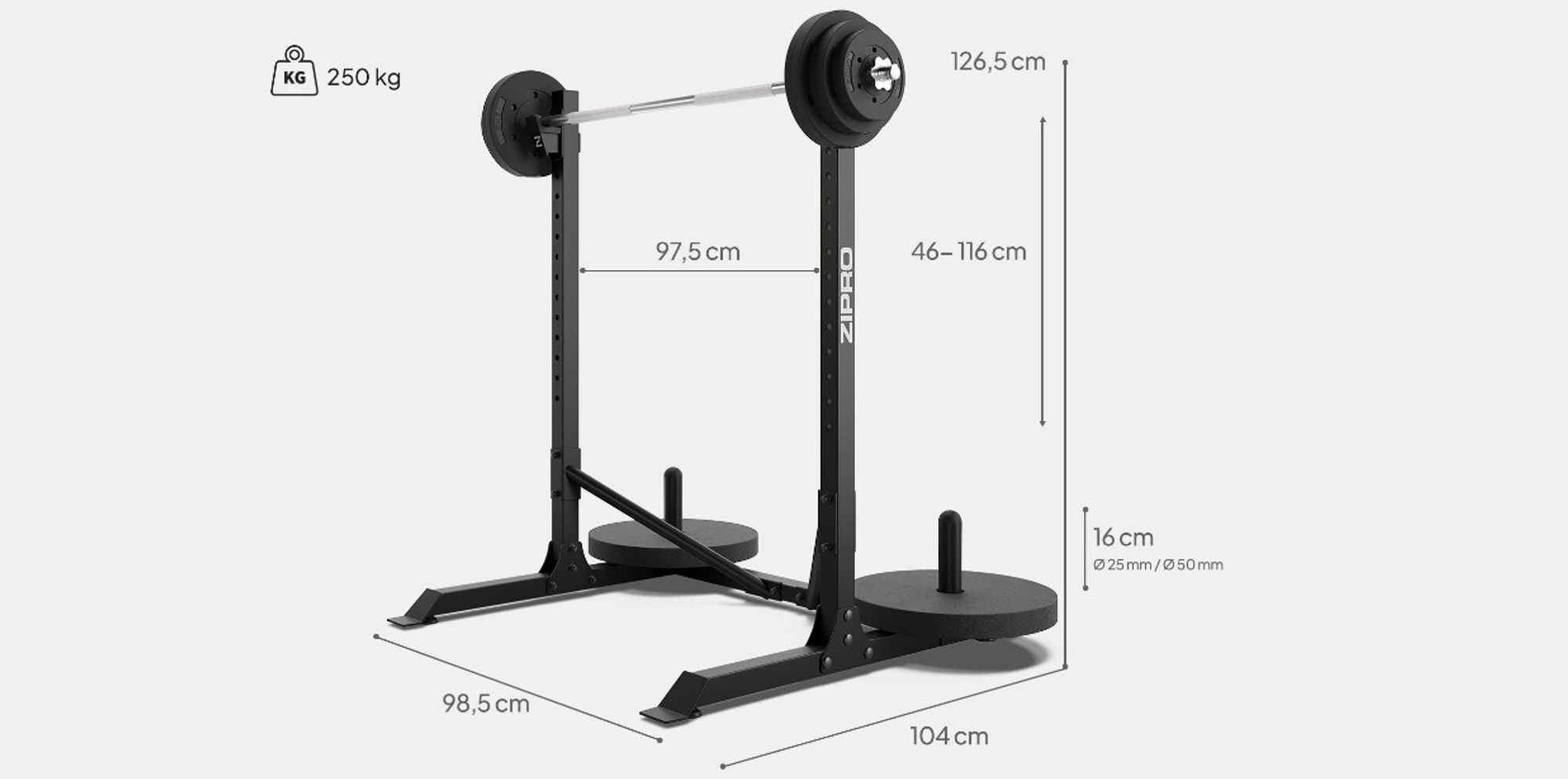 Zipro Langhantelständer Verstellbar (Paar) – Squat Rack & Hantelablage für Hantelbank  Kniebeugenständer mit Scheibenaufnahme Massiver Stahlrahmen