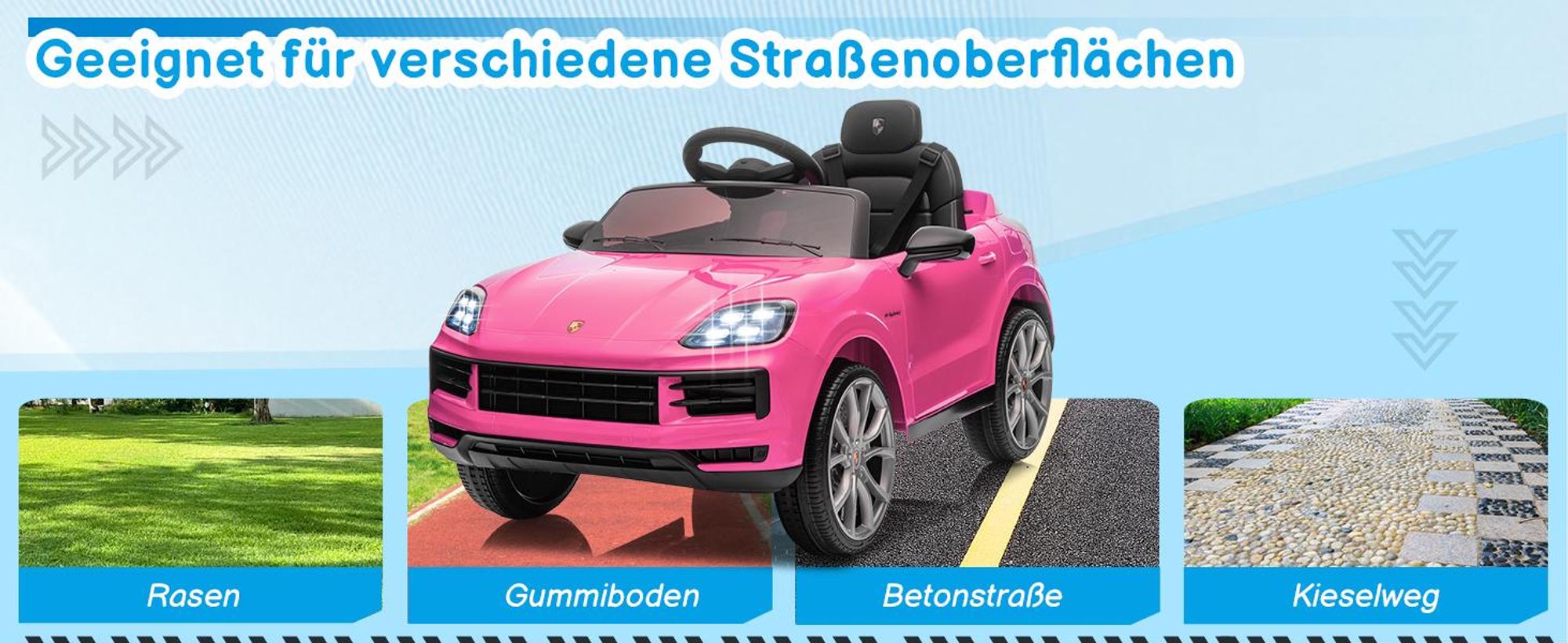 FCH Kinder Elektroauto 12V Kinderauto Elektrisch 2,4G-Fernbedienung, Porsche Cayenne Elektrofahrzeuge mit MP3, Musik, Hupe, LED-Leuchten (Rosa)