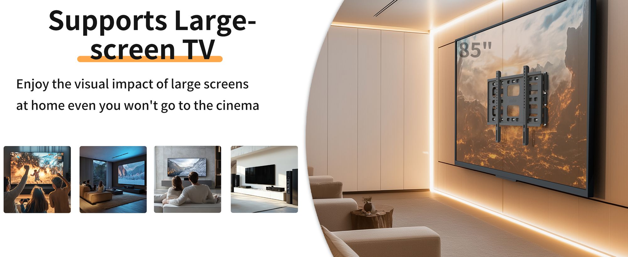 WISFOR TV Wandhalterung Schwenkbar Ausziehbar für 40-85 Zoll Fernseher bis zu 100kg VESA 600x400mm, vormontierte TV Halterung, Extra Stabil