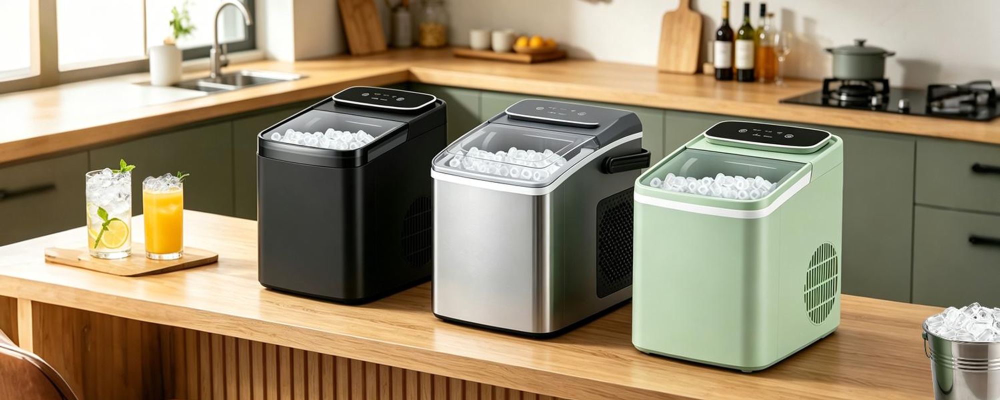 ZMH Eiswürfelmaschine Mini Eiswürfelbereiter Maschine Leise im Betrieb 2 Größen Eismaschine Eiswürfel maschine 9 Stück in 6 Minuten Bereit für Büro