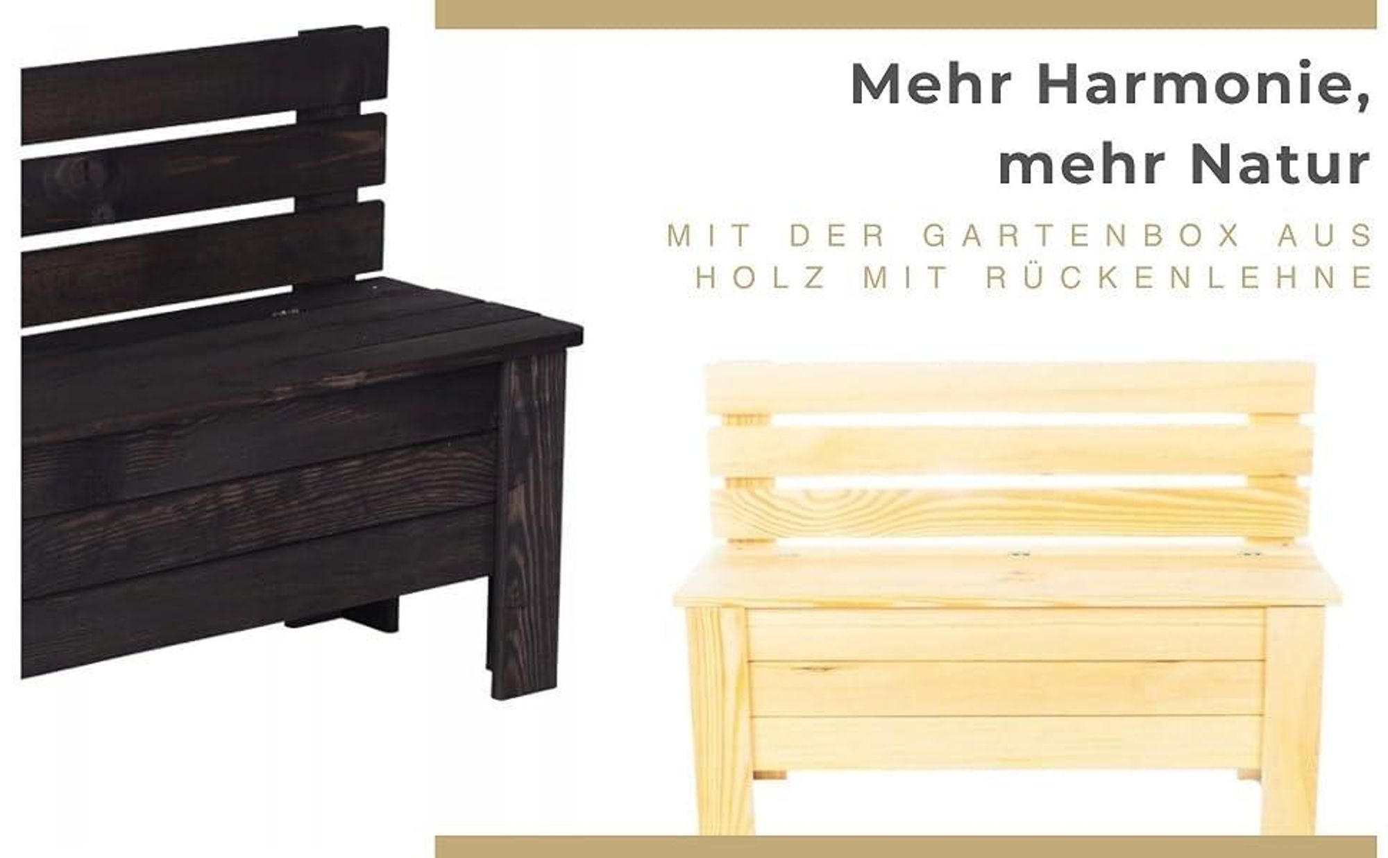 STOLMAK Gartenbox aus Holz 111 l 71x54x29 cm Schwarz Massivholz Kiefer Auflagenbox Kissenbox Holztruhe Sitzbank Gartenmöbel