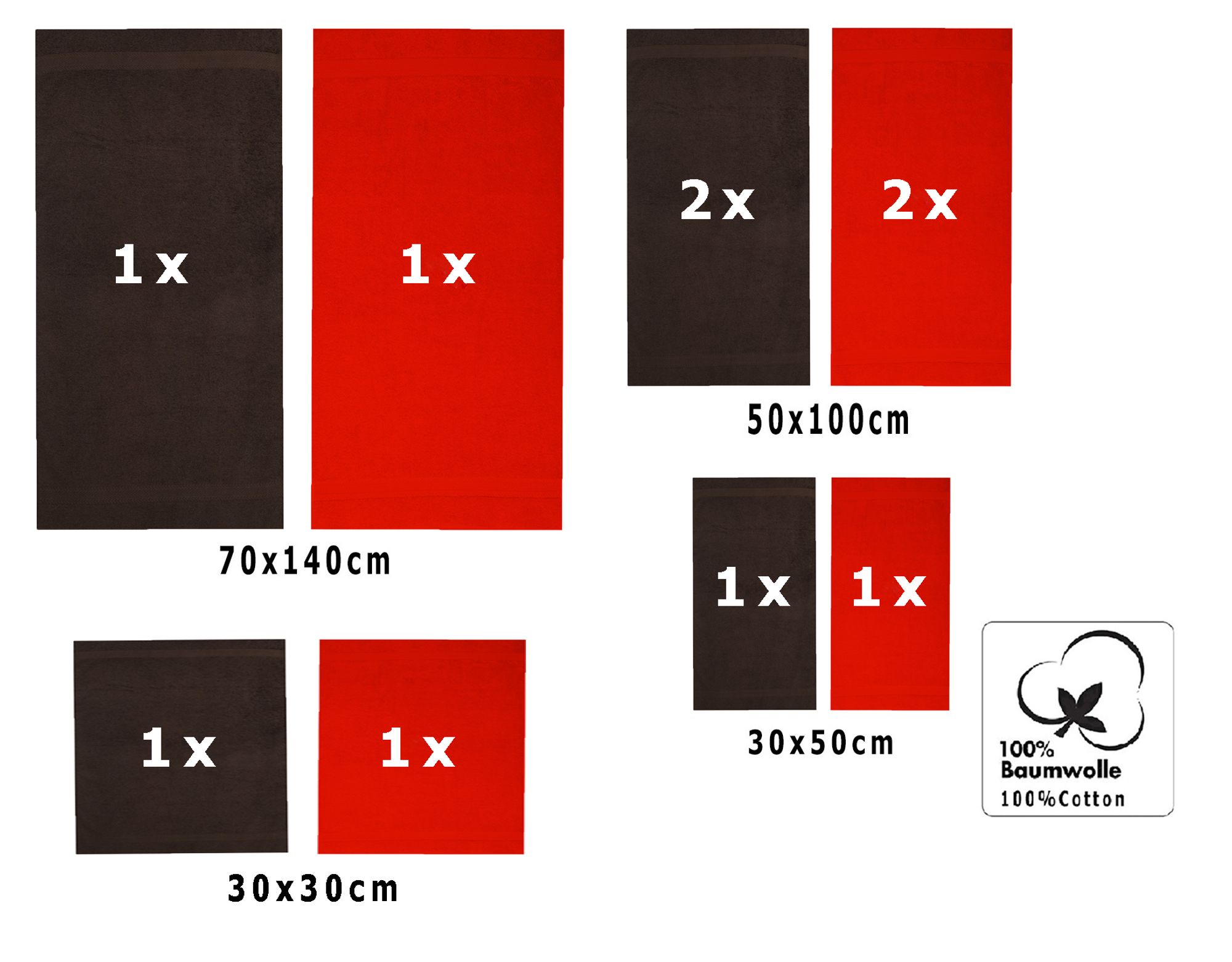 2 Duschtücher, 4 Handtücher, 2 Gästetücher, 2 Seiftücher