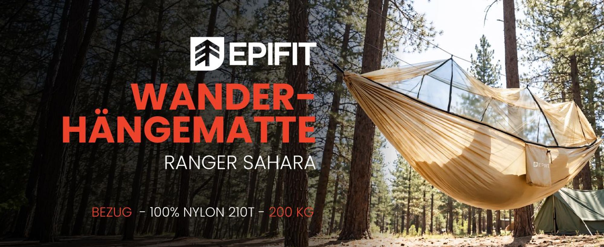 Camping Hängematte mit Moskitonetz 330x140cm Reisehängematte 200kg Sahara Beige