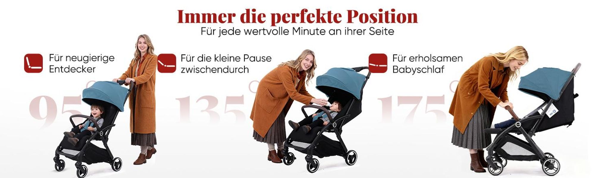 Sekey Kinder Buggy Reise Kinderwagen bis 22 kg verstellbare Rückenlehne, Regenschutz und Sichtfenster, Einhand-Faltmechanismus, Schwarz und Blau