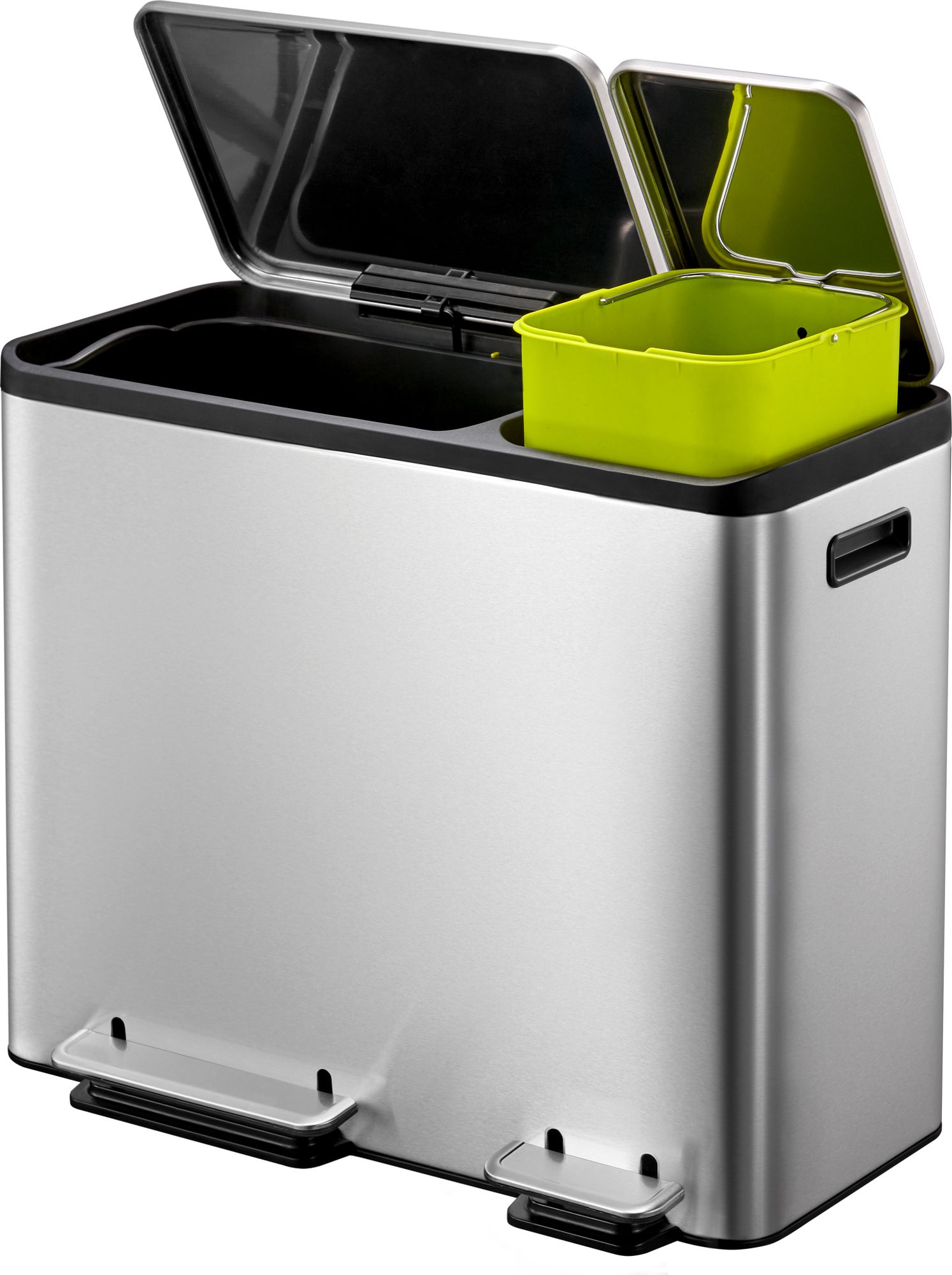 EKO - EcoCasa Recycler Treteimer 30+15 Liter - Stainless steel Plastic  - Matt Edelstahl