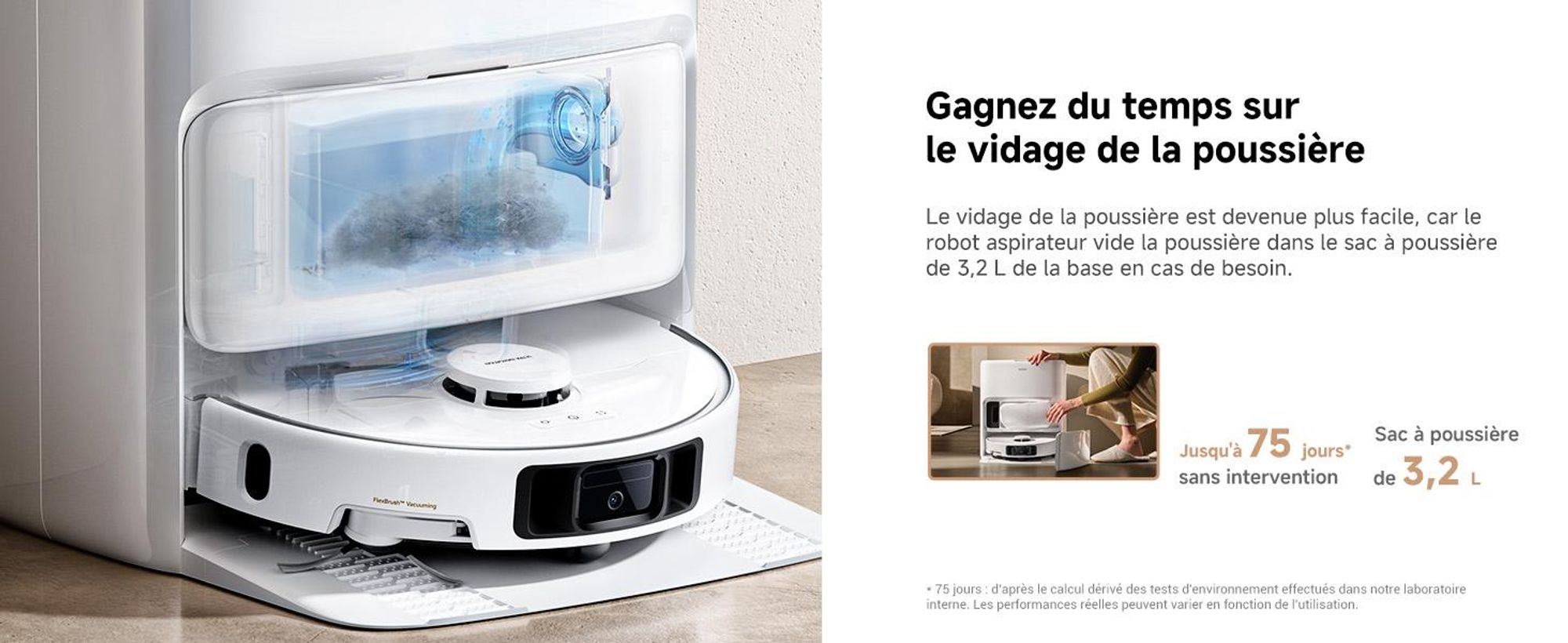 MOVA P50 Ultra Robot Aspirateur Laveur, Serpillière Flexible, 19 000 Pa, Nettoyage Coins et Bords, Auto-Nettoyage 75 °C, Vidage et Recharge Automatiqu