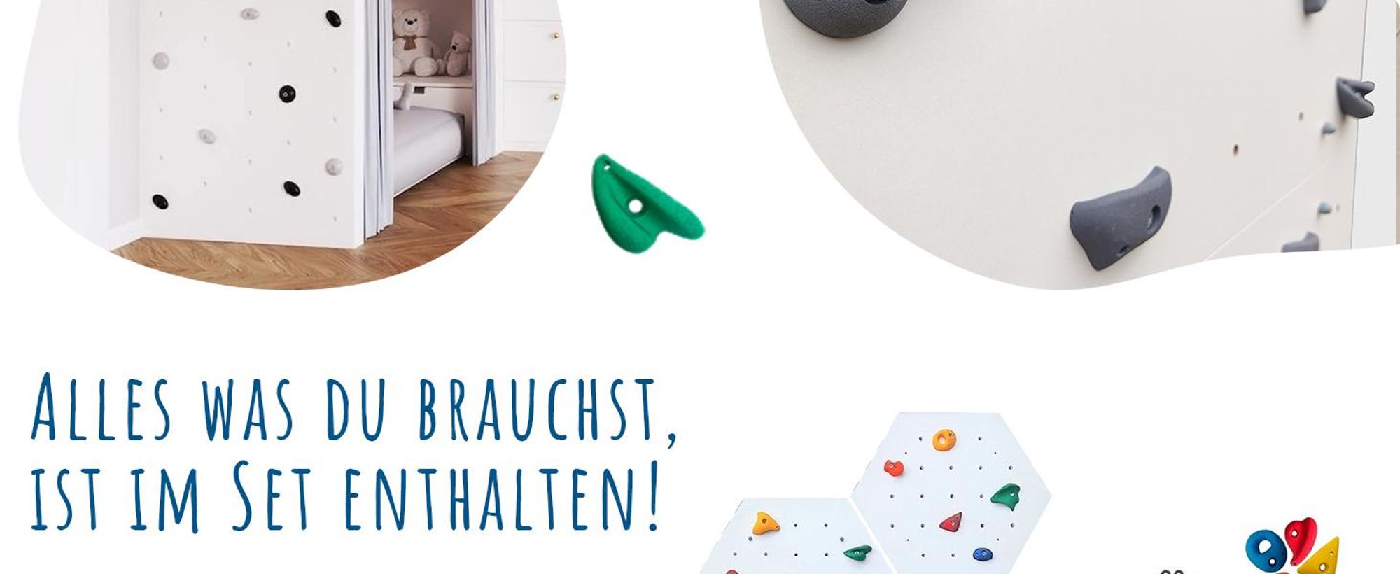 Create for you® - Kletterwand, 6x Wandpaneel 86x75 cm, 30 Bunten Klettergriffen, Heimklettergerüst, Fitnessgeräte für Zuhause, Kletterspielzeug Kinder