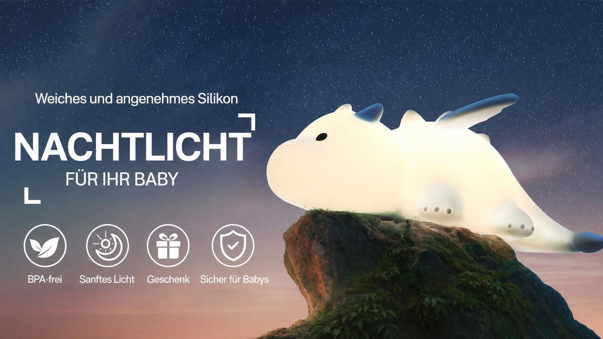 LED Nachtlicht Silikon Birne Touch Nachtlampe mit Timer,7 Farbe dimmbar,Schlaflicht Kinderzimmer tragbare Schlafhilfe Stilllicht,mit magnetischer Adso