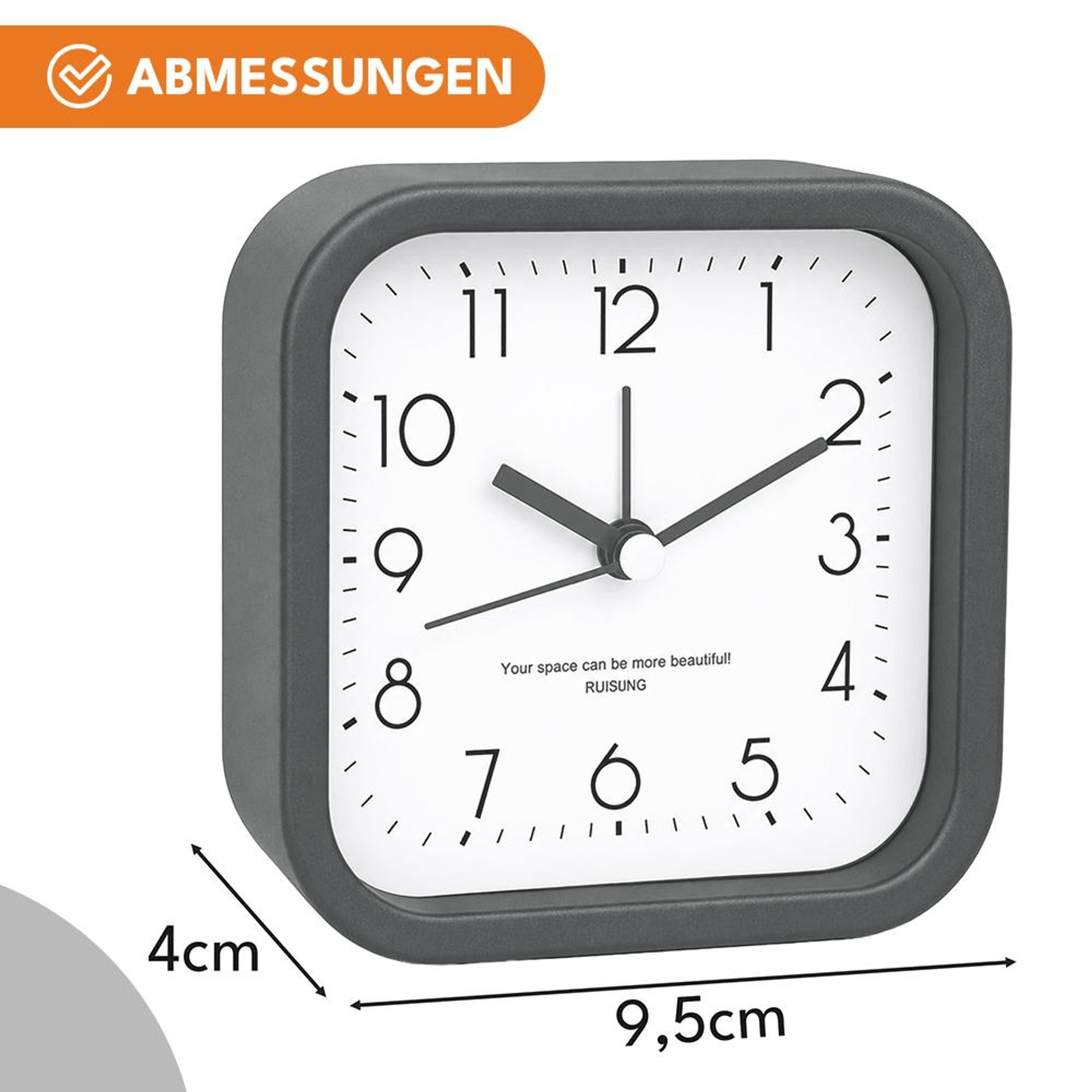 KRUMAD Analog Wecker ohne Ticken, lautloser Reisewecker mit Snooze Funktion, kleiner Tischwecker mit Alarm und Lautstärkeregelung, Vintage Design