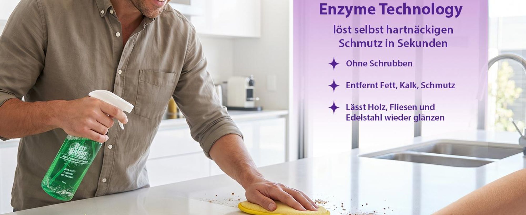 Best Bright Bodenwischer Reinigung Set 13 tlg Wischmopp mit Srühfunktion Mikrofaser Wischpad Schwamm, komplettes Reinigungssystem für Küche Bad Böden