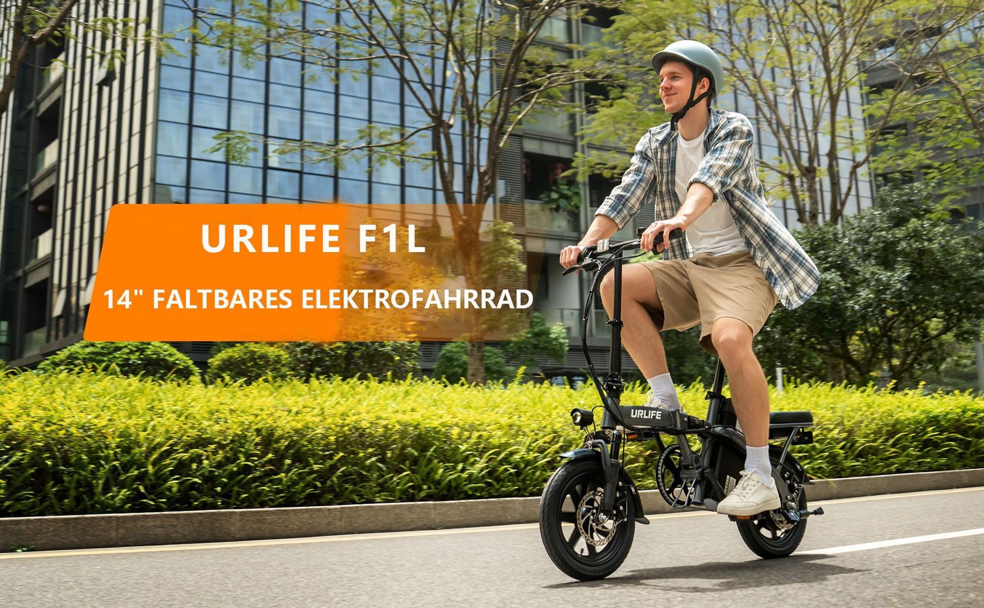Elektrofahrrad URLIFE F1L - 250W Motor 48V 7.5Ah Batterie 14 Zoll  Reifen Scheibenbremse - Schwarz