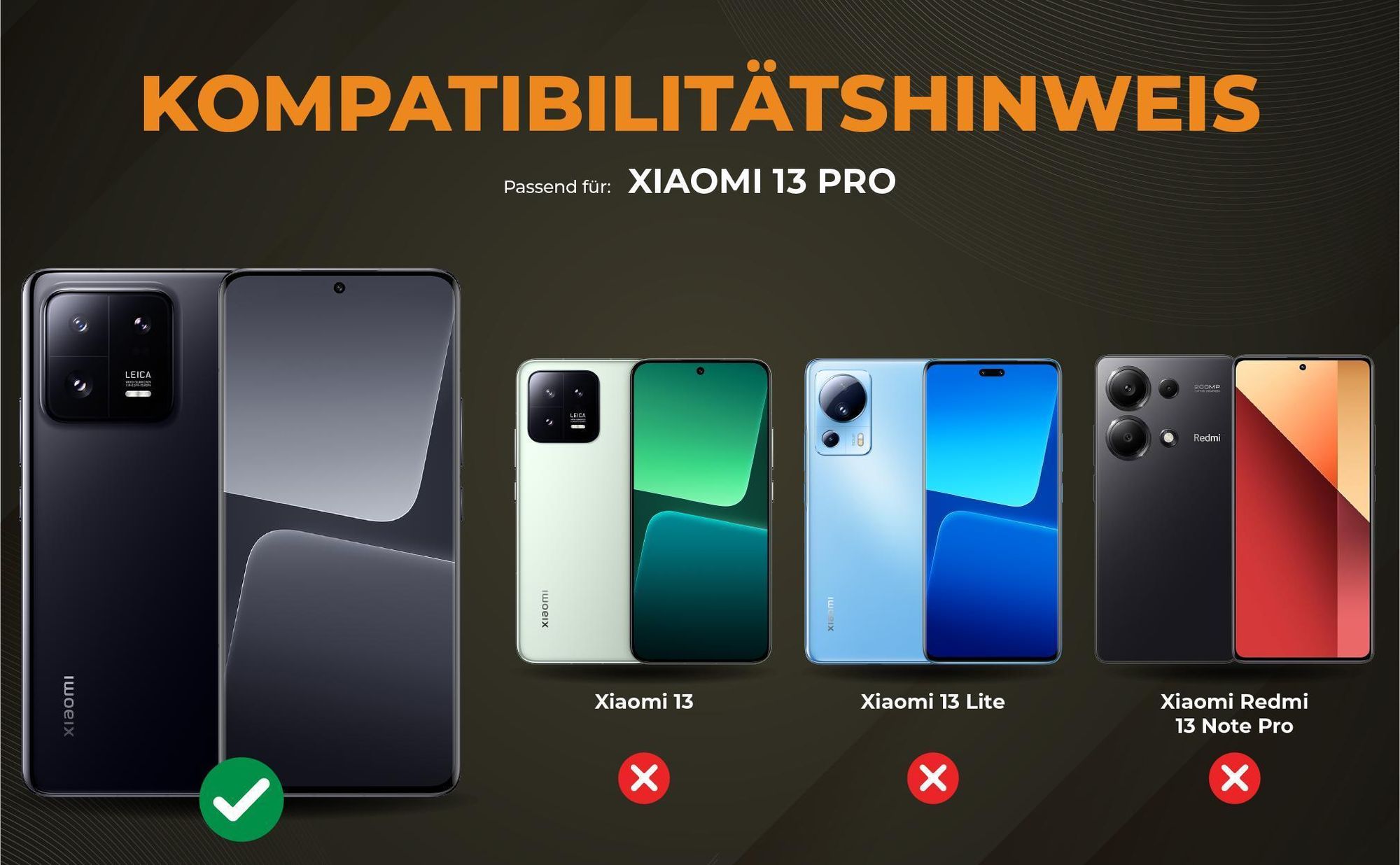 Kompatibilitätshinweise Hülle für Xiaomi 13 Pro