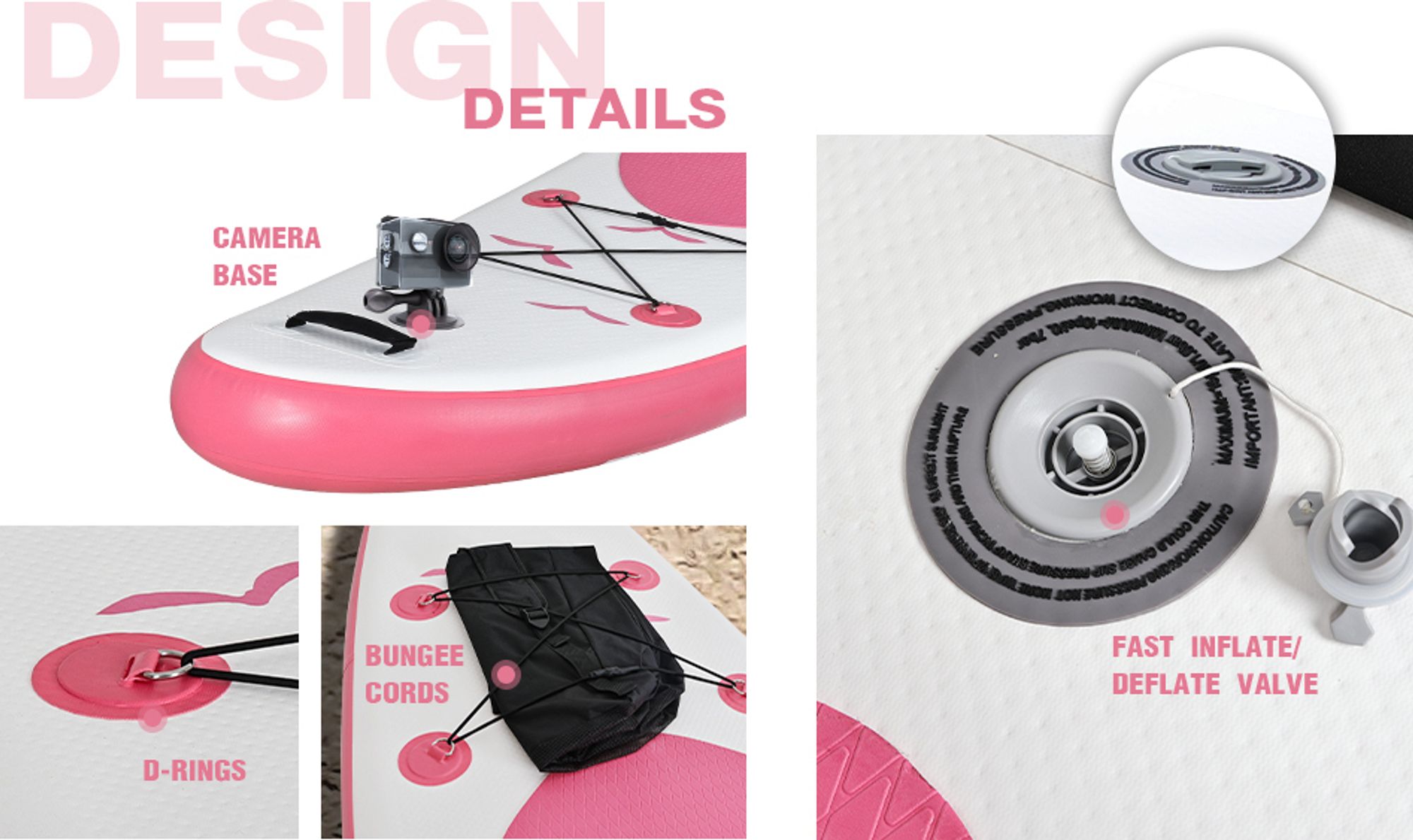 Puluomis Stand Up Paddle Boards 335, SUP Board mit Sitz Set, Paddling Paddelboard Set Surfbrett Aufblasbar,  Pumpe Tragetasche und Zubehör, MB. bis 150Kg, Rosa