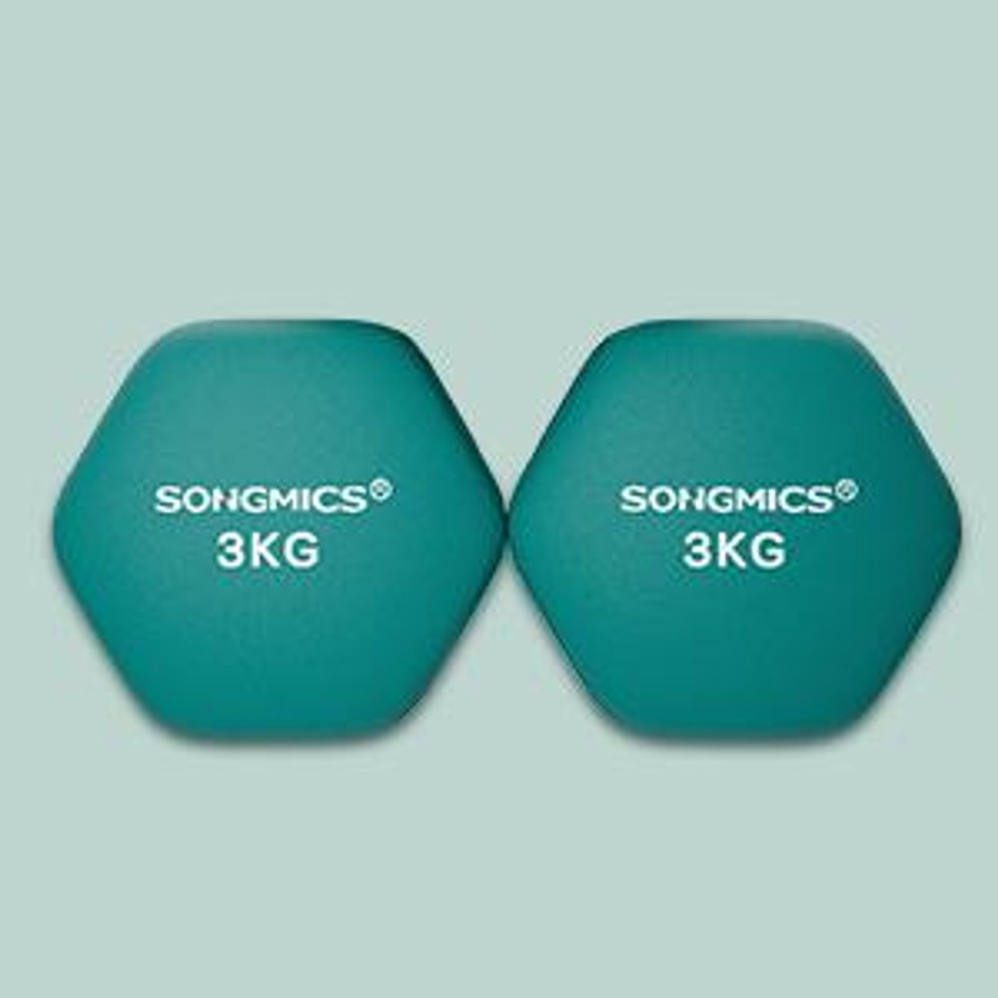 SONGMICS Hanteln, 2er Set, 2 x 3 kg, Hantelset, Kurzhanteln, Hexagon, Neopren-Beschichtung, Krafttraining, Workout, Fitnesstraining, für Zuhause