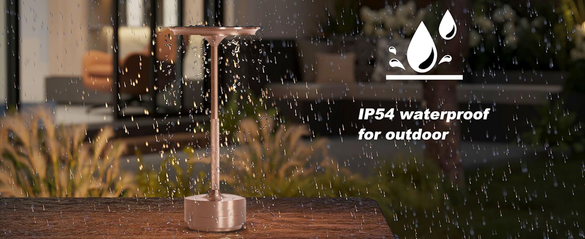 Kabellose dimmbare LED Akku Tischleuchte Touch Tischlampe Lampe Wohnzimmer Nachttischlampen Dreifarbiges Licht Roségold