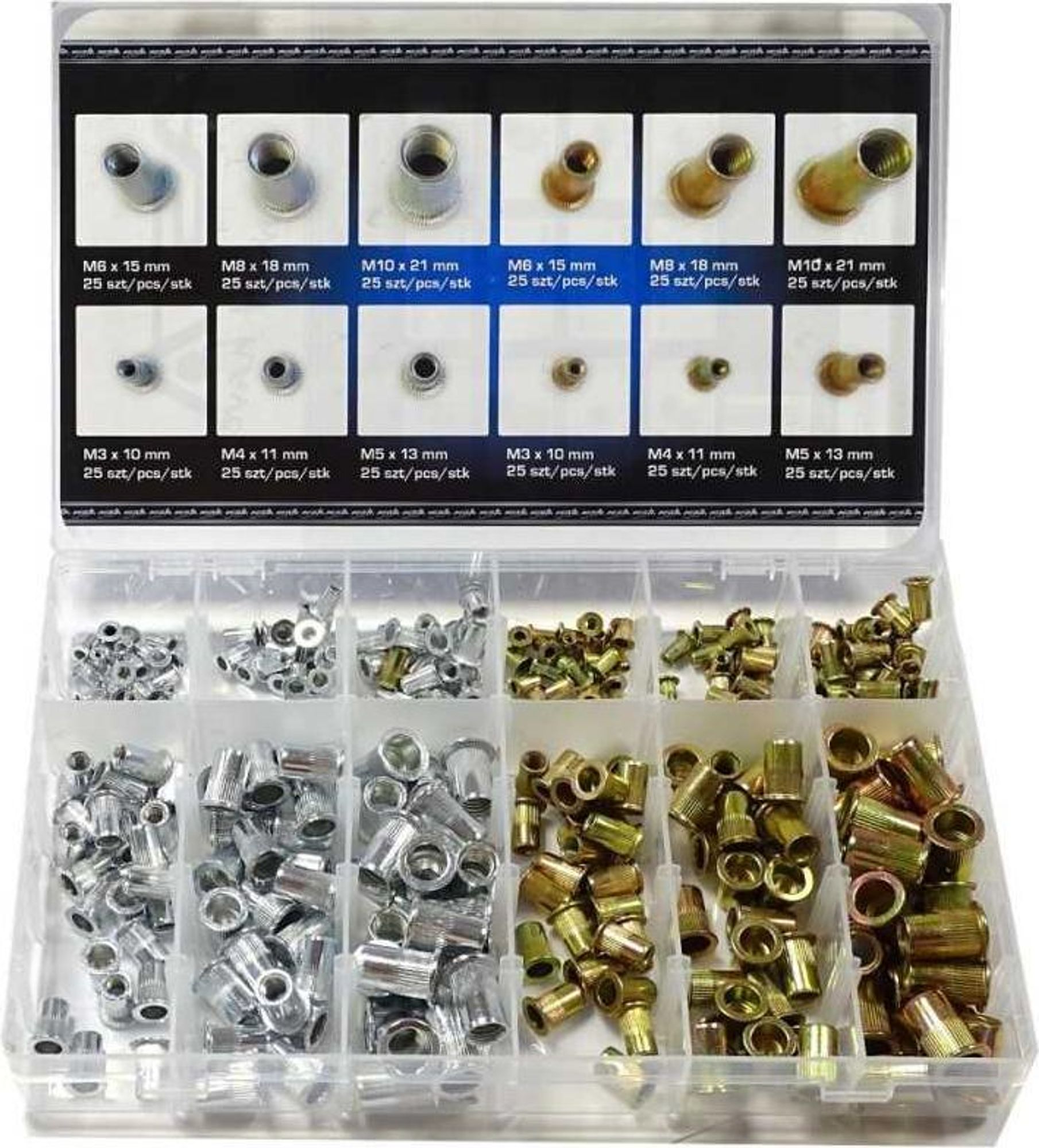 ASTA | Nietmutter Sortiment, M3-M10, 300Stk, M3, M4, M5, M6, M8, M10, Verzinkter Stahl Flachkopf Gewinde Rivet Nutsert Cap Sortiment Kit
