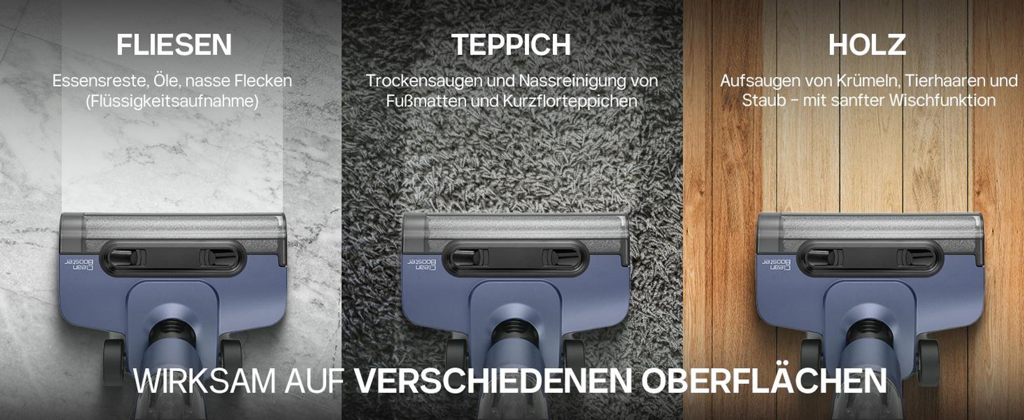 4Swiss VC024 Clean Booster Wischsauger Kabellos Nass & Trockensauger 15000 Pa - Akkusauger mit Wischfunktion Selbstreinigung Smart Saugwischer