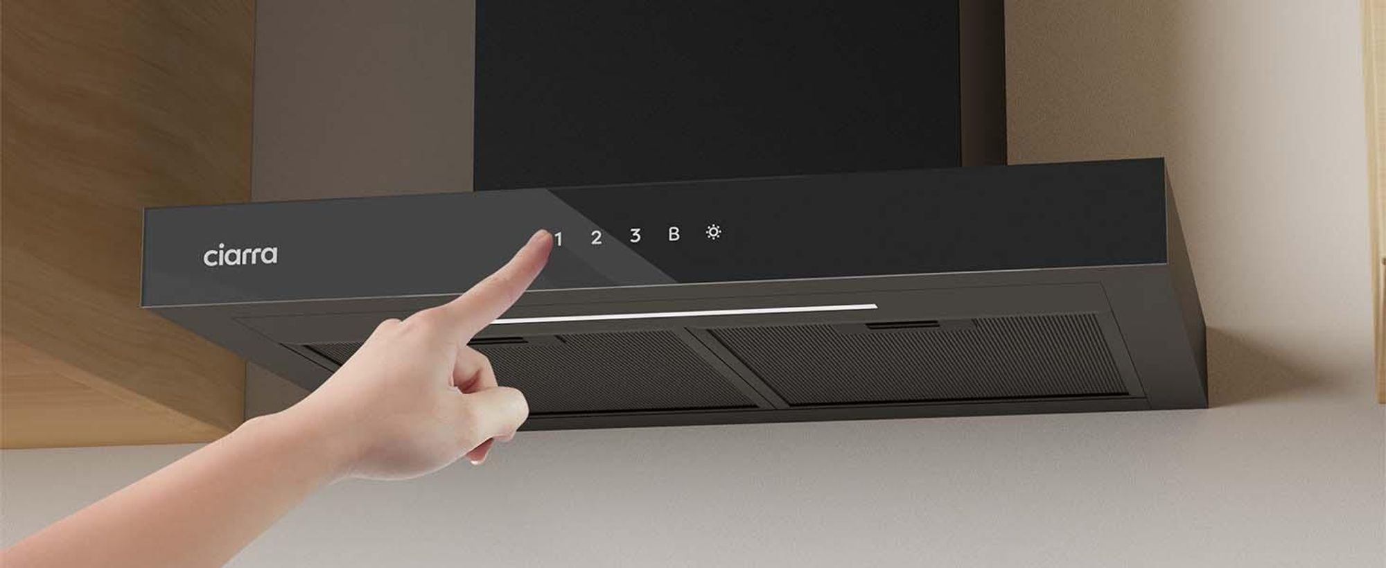 CIARRA A+++ 650 m³/h Hotte aspirante murale 60cm WIFI +APP & Touch Control Boost VMB6102