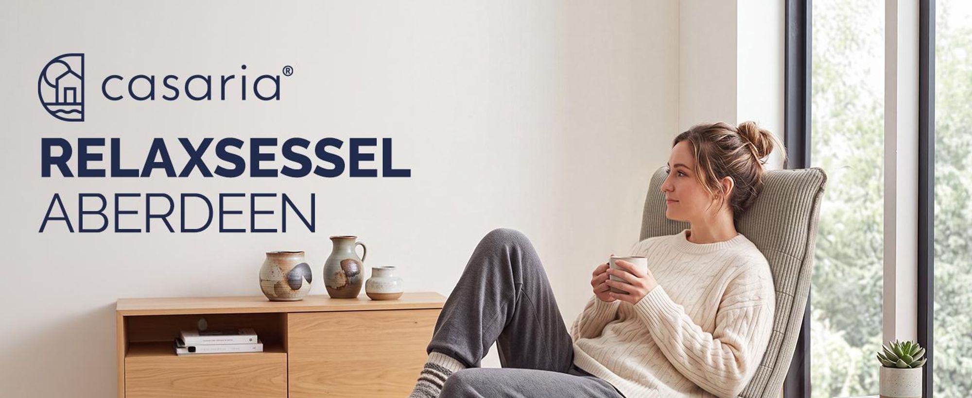 CASARIA Relaxsessel mit Verstellbarer Rückenlehne Cord Grau