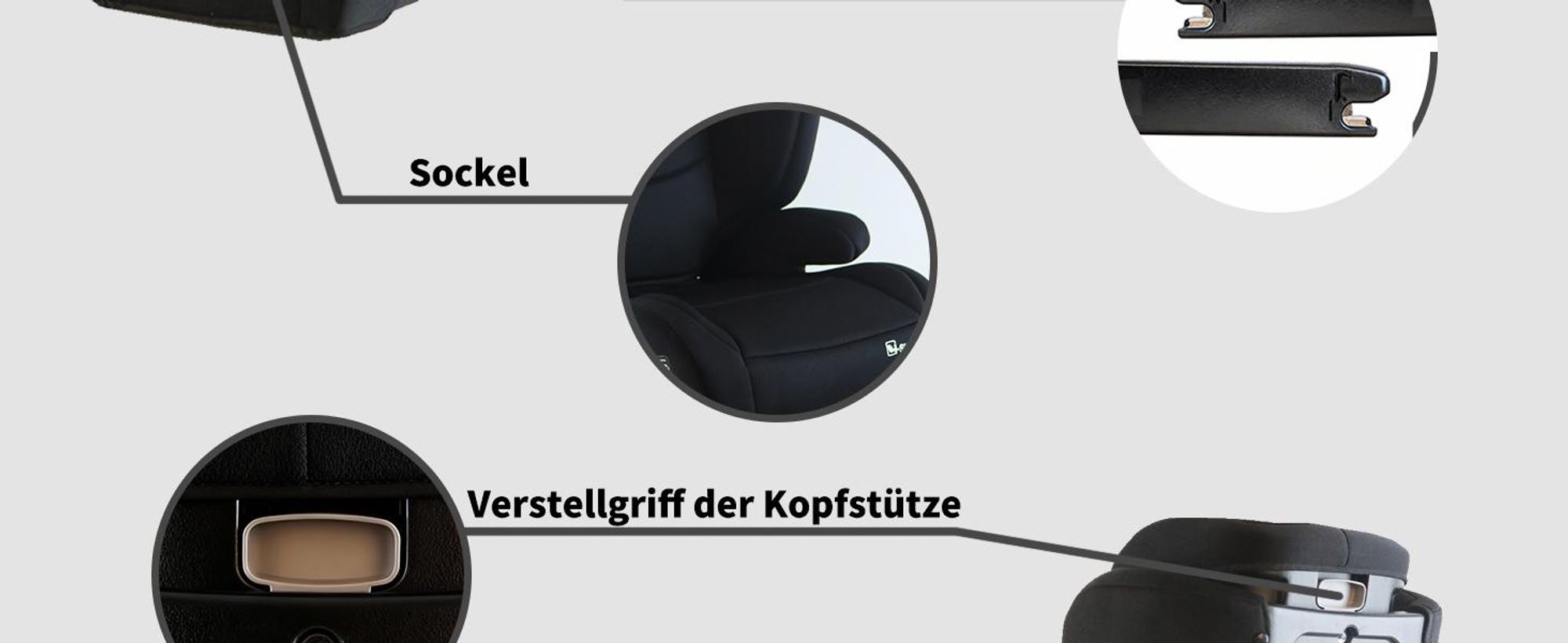YALION Sitzerhöhung Auto Kinder, Kindersitzerhöhung 100-150cm,Kindersitz einstellbare Kopfstütze,Ab ca.Kinderautositz 3-10 Jahre,ECE R129- Grau
