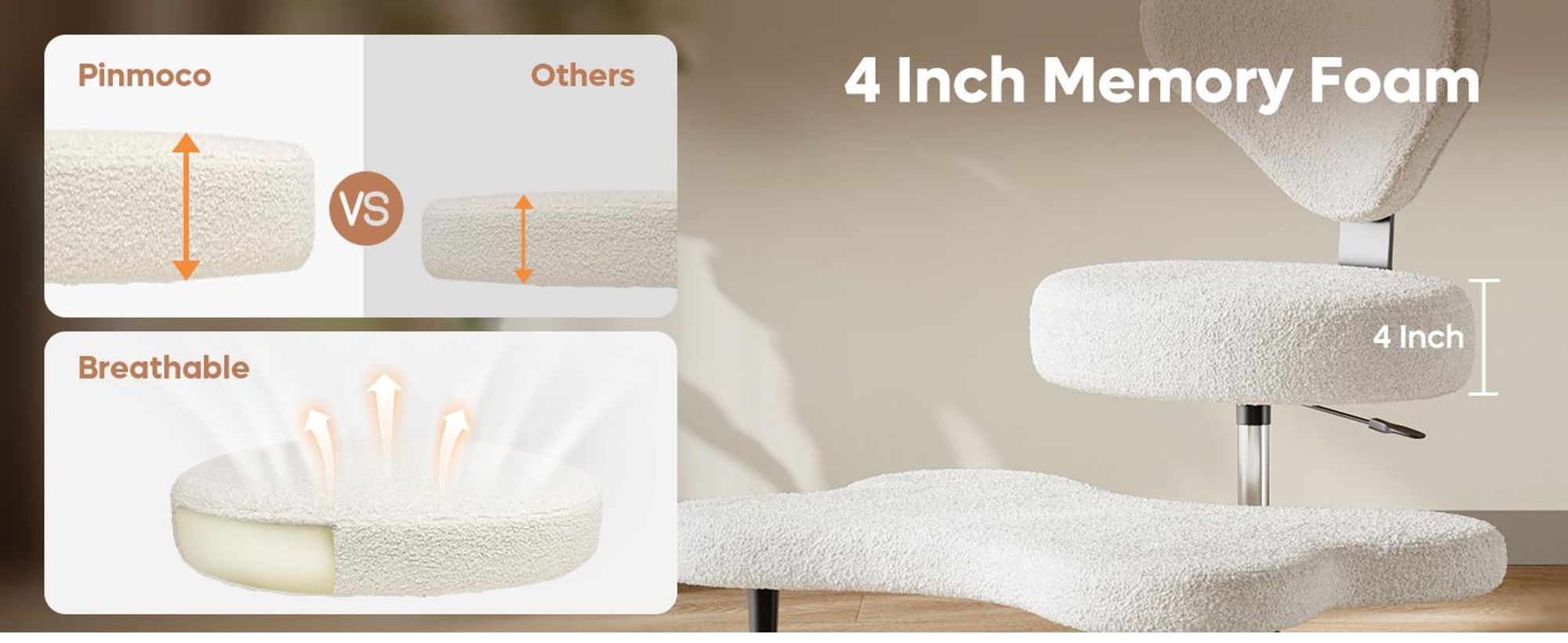 Ergonomischer Meditations-Bürostuhl mit Lordosenstütze, ADHS-Stuhl, höhenverstellbar und Rollen für flexibles Home-Office, Weiß