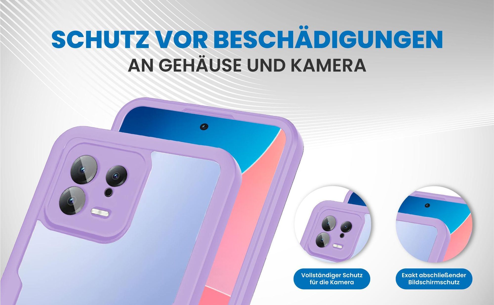 Violette 360 Grad Handyhülle für Xiaomi 13 5G Front und Backcover
