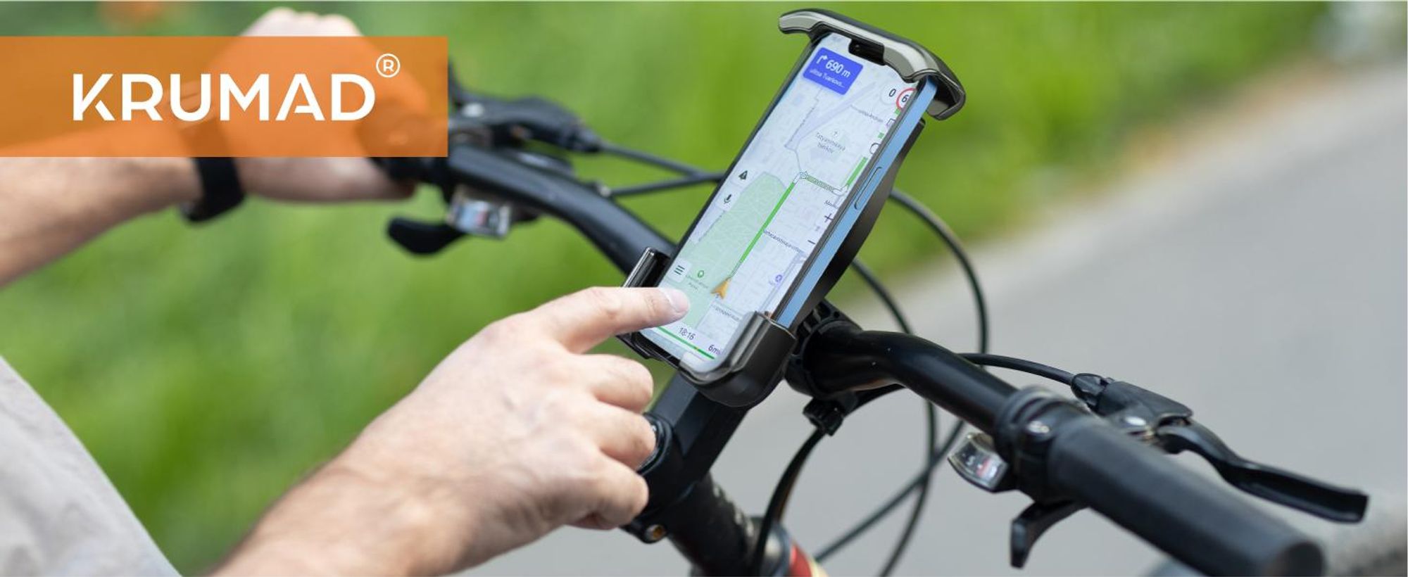 KRUMAD Handyhalterung Fahrrad, Universal für Smartphones 5,5–6,9 Zoll, Mit Neigungswinkel-Verstellung, Sicherer Halt, Für Fahrrad und Motorrad
