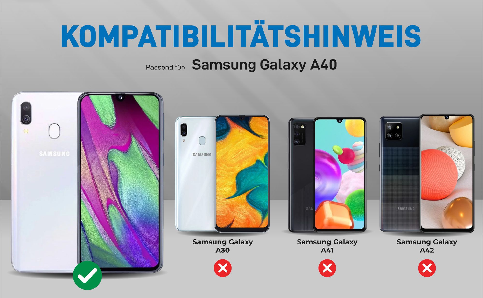 Kompatibilitätshinweise Hülle für Samsung Galaxy A40