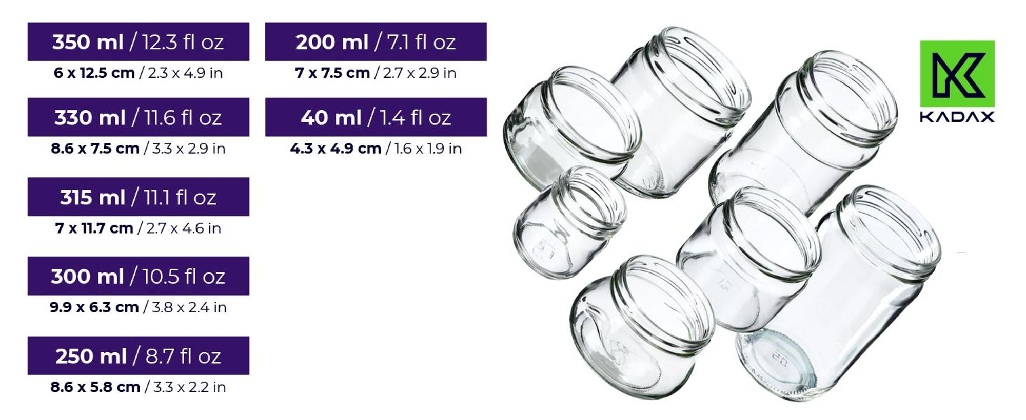 KADAX Einmachgläser mit Deckel "Lerma", Einweckgläser, 200 ml, 100 Stück, Deckel mit roten Herzen