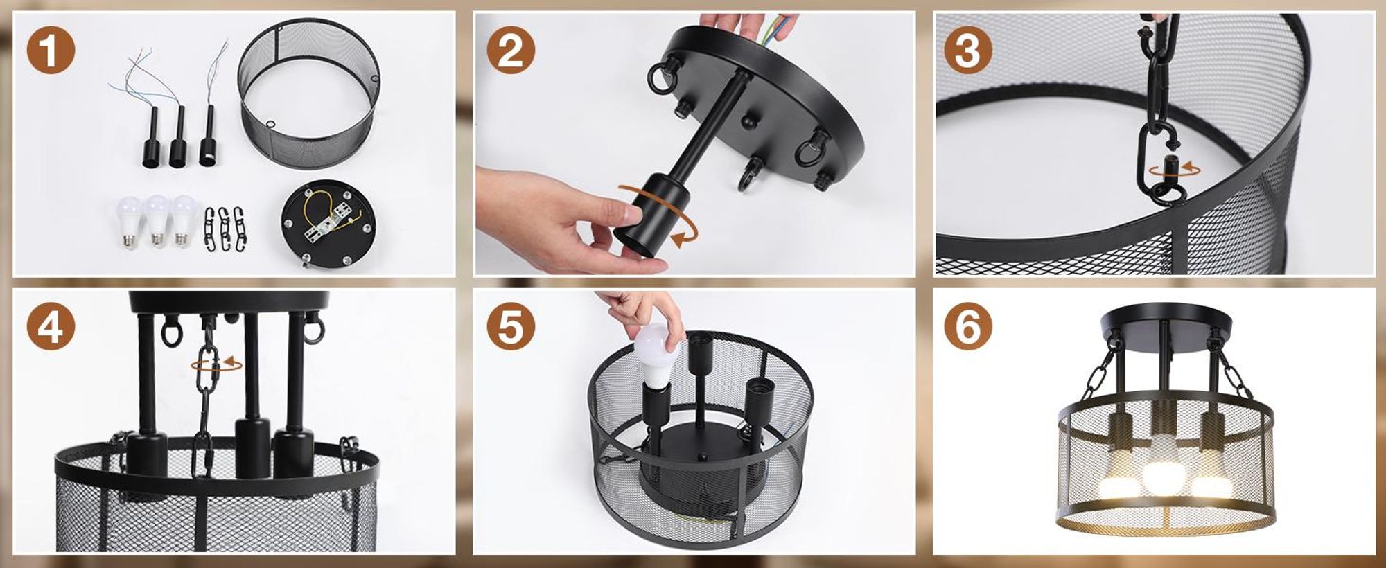 Modern Deckenleuchte Schwarz Metallrahmen 3-Flammige E27 Deckenlampe Küche Flur Wohnzimmer Schlafzimmer Esszimmer