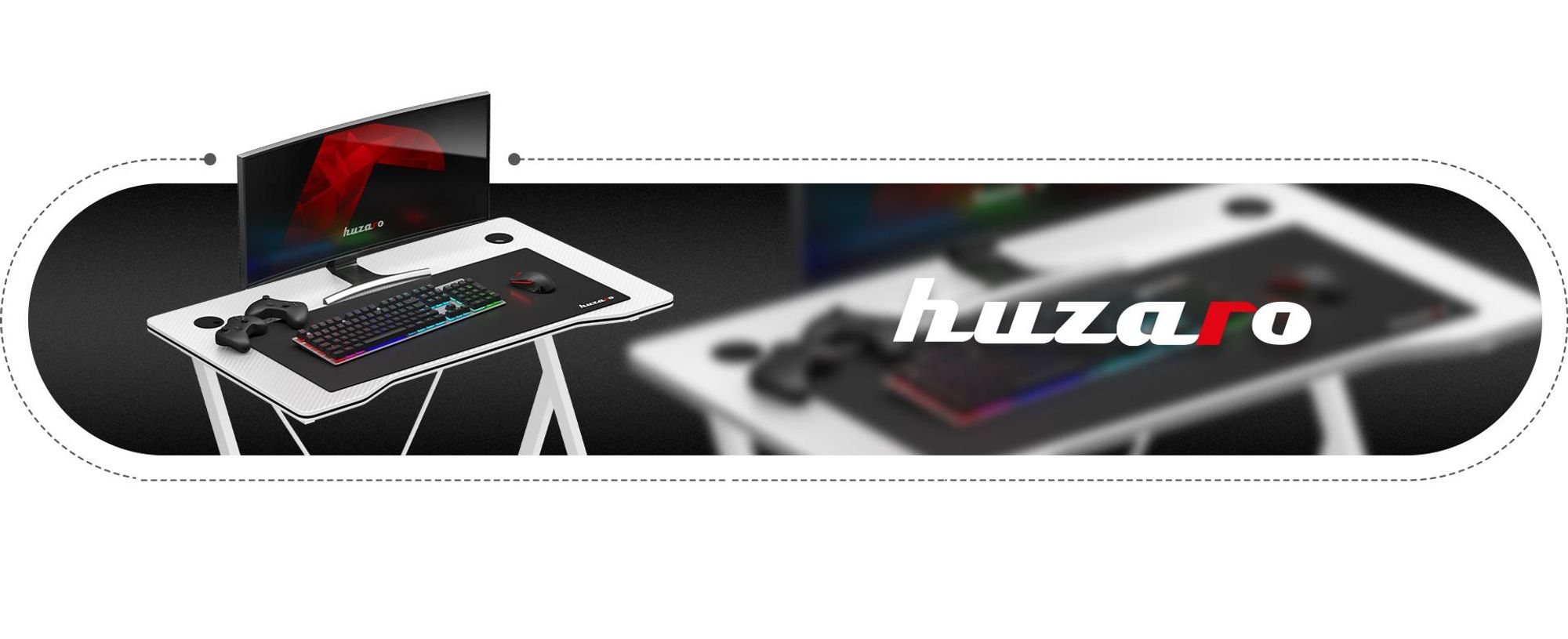 Huzaro Hero 1.4 | Computertisch Gamingtisch Schreibtisch Bürotisch | 100 x 50 cm | Kabeldurchführung | Stahlkonstruktion Carbon Tischplatte | Weiß