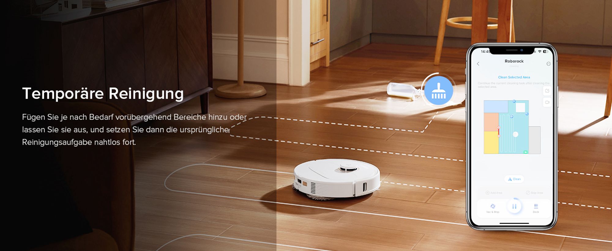 Roborock Qrevo S5V Saugroboter mit Wischfunktion, 12.000Pa, Zero-Tangle System, Warmlufttrocknung, Multifunktions-Dockingstation (Weiß)