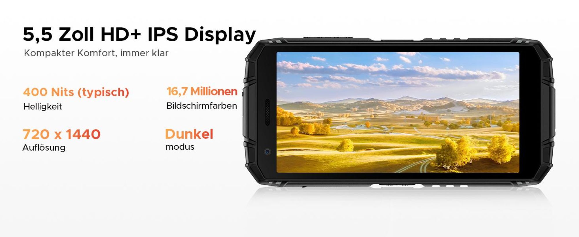 DOOGEE Fire 3 Max Outdoor Smartphone Handy, 4G, IP68/IP69K, 5,5" HD+, 48MP, 8350mAh, 18W, 32+256GB, NFC, Fingerabdruck, ohne Vertrag