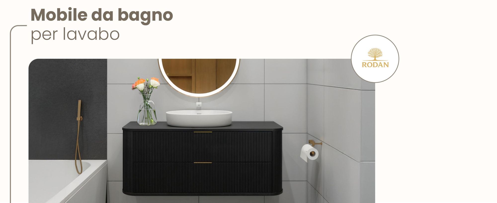 Mobile da bagno 120 CM Nero opaco MDF 2 cassetti