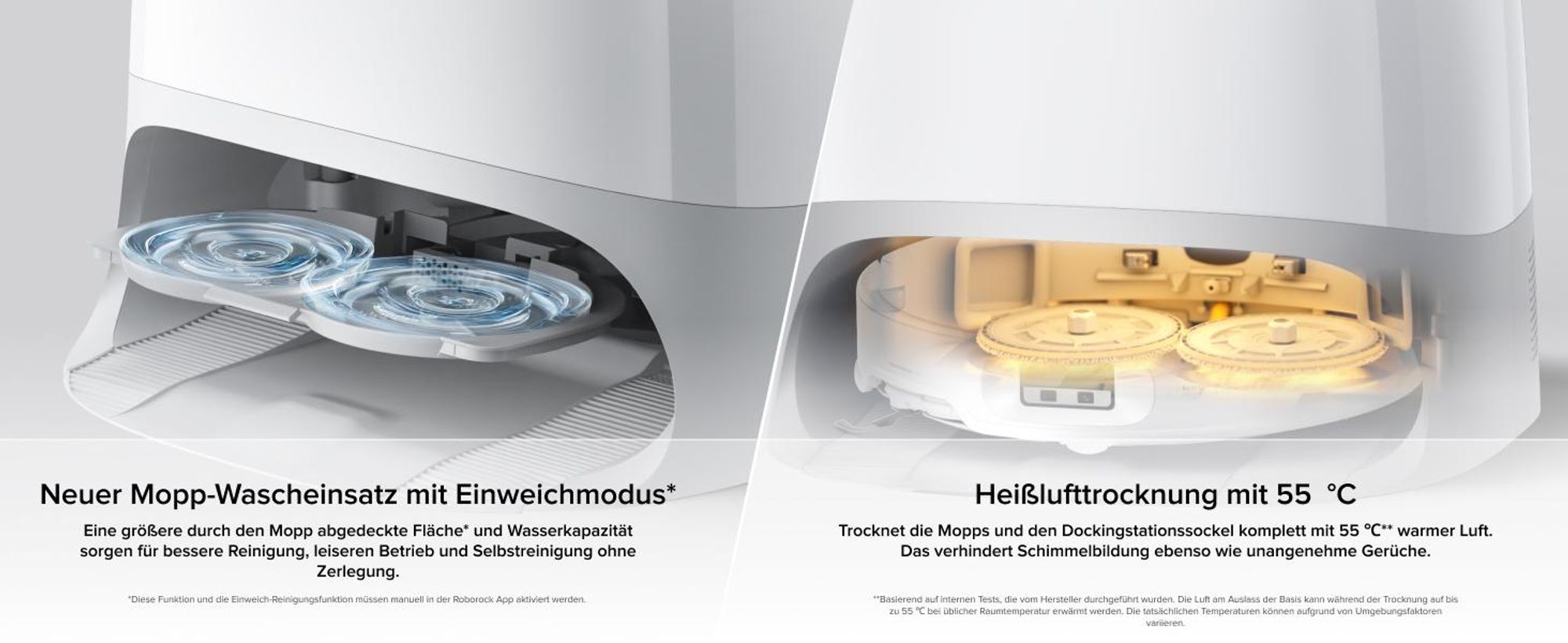 Roborock Qrevo Curv 2 Pro Staubsauger Roboter, 25.000 Pa Saugroboter mit Wischfunktion und Wischmopp-Hebefunktion, 100 °C Moppwäsche mit heißem Wasser