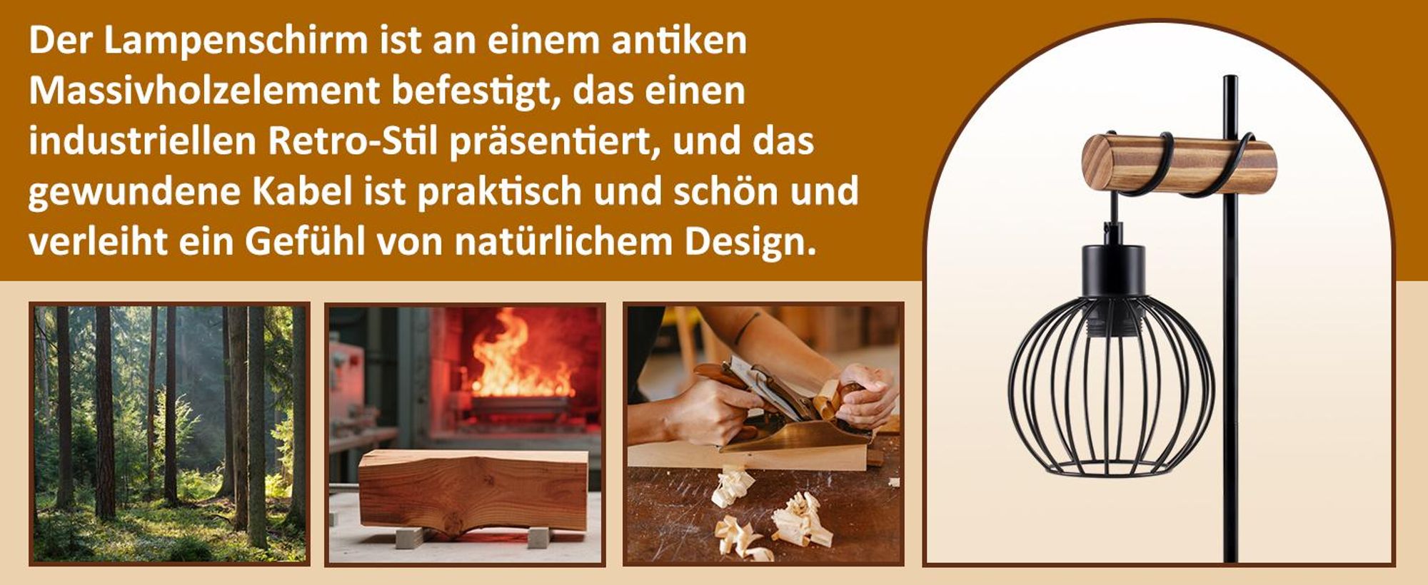 ZMH Tischlampe Schwarz Holz Tischleuchte Vintage Nachttischlampe 1 flammig im Industrial Metall E27 Fassung Retro Nachttischleuchte ohne Leuchtmittel
