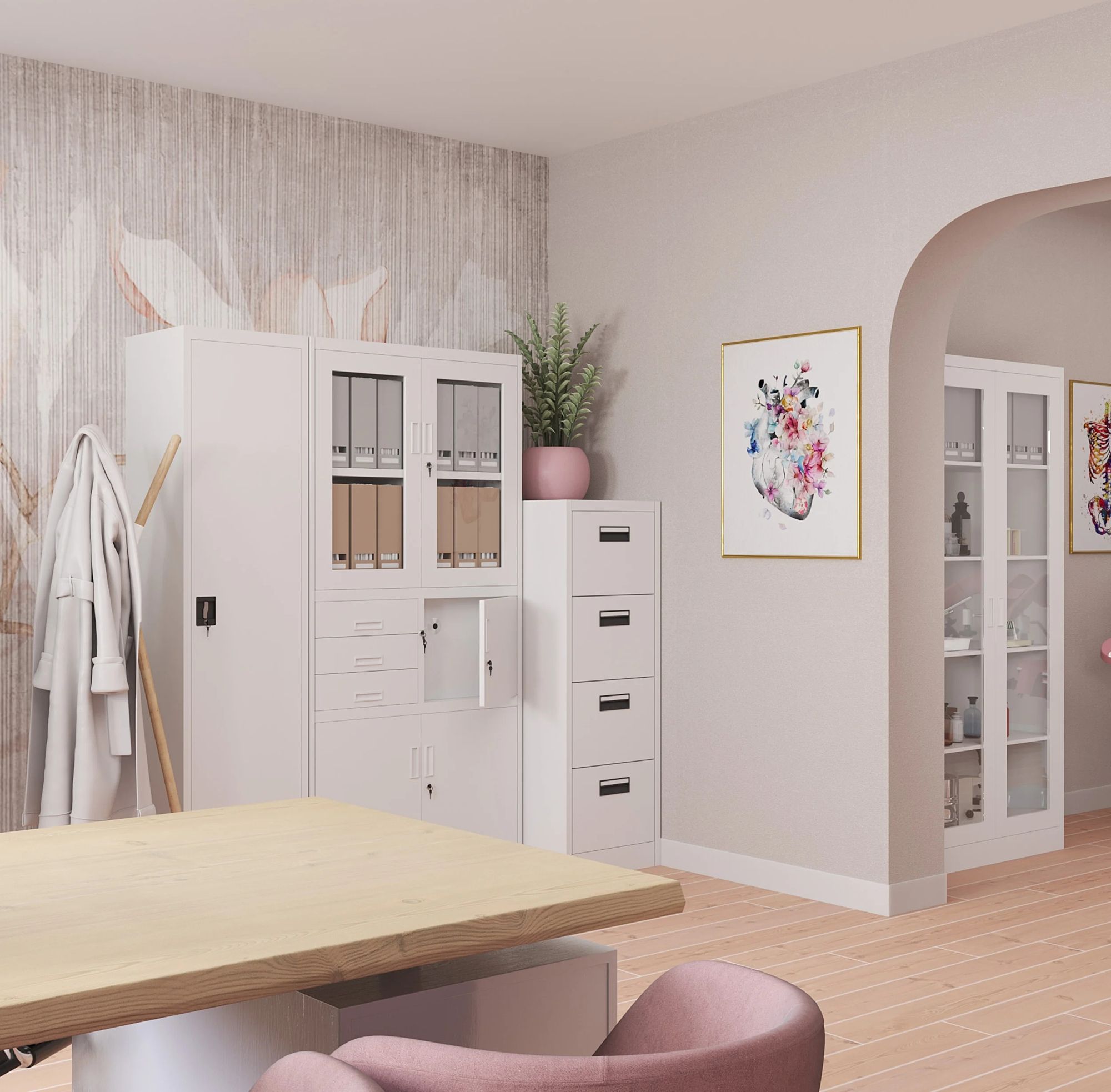 Aktenschrank Büroschrank Stahlschrank weiß  185x45x40
