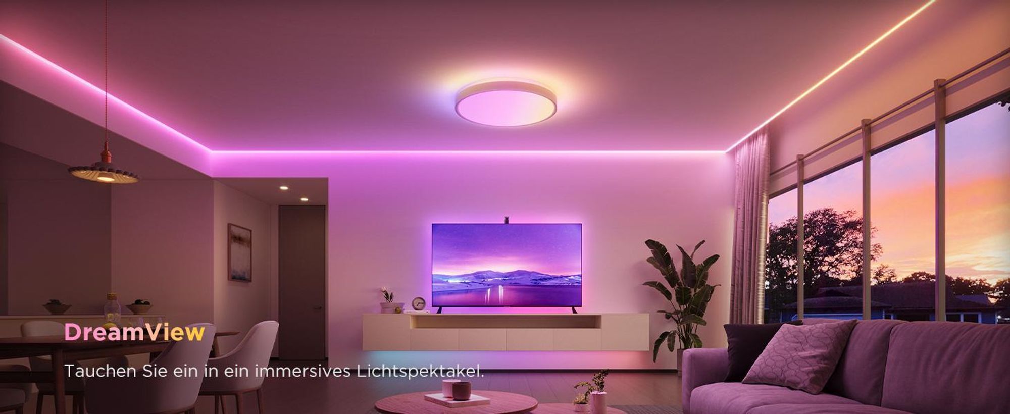 Govee Deckenlampe RGBIC, Smart LED Deckenleuchte 4300lm Kompatibel mit Matter, Alexa & Google Assistant, LED Lamp Dimmbar mit Hintergrundbeleuchtung