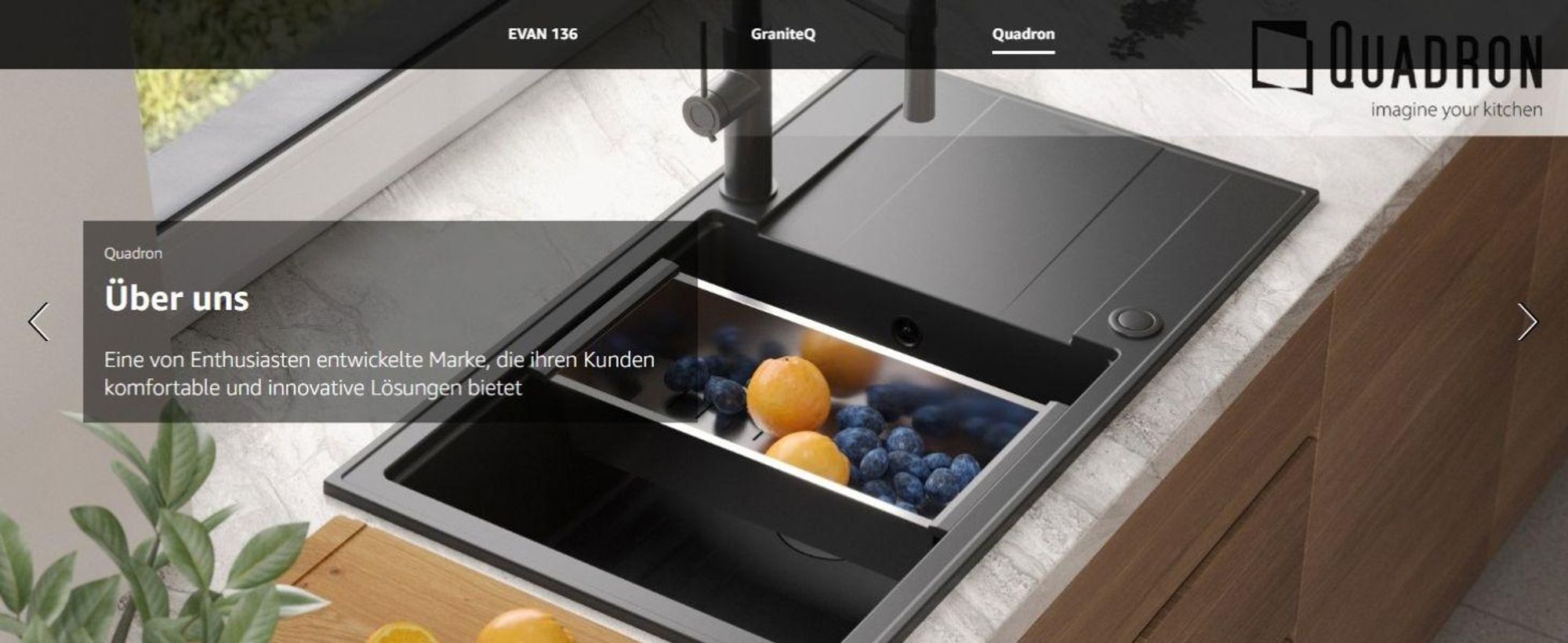 QUADRON Spülbecken 1-Becken Spüle | Größe: 86 x 50 x 21 cm | EVAN 136 | Küchenspüle Granitspüle aus GraniteQ mit Siphon | Carbon & Kupfer