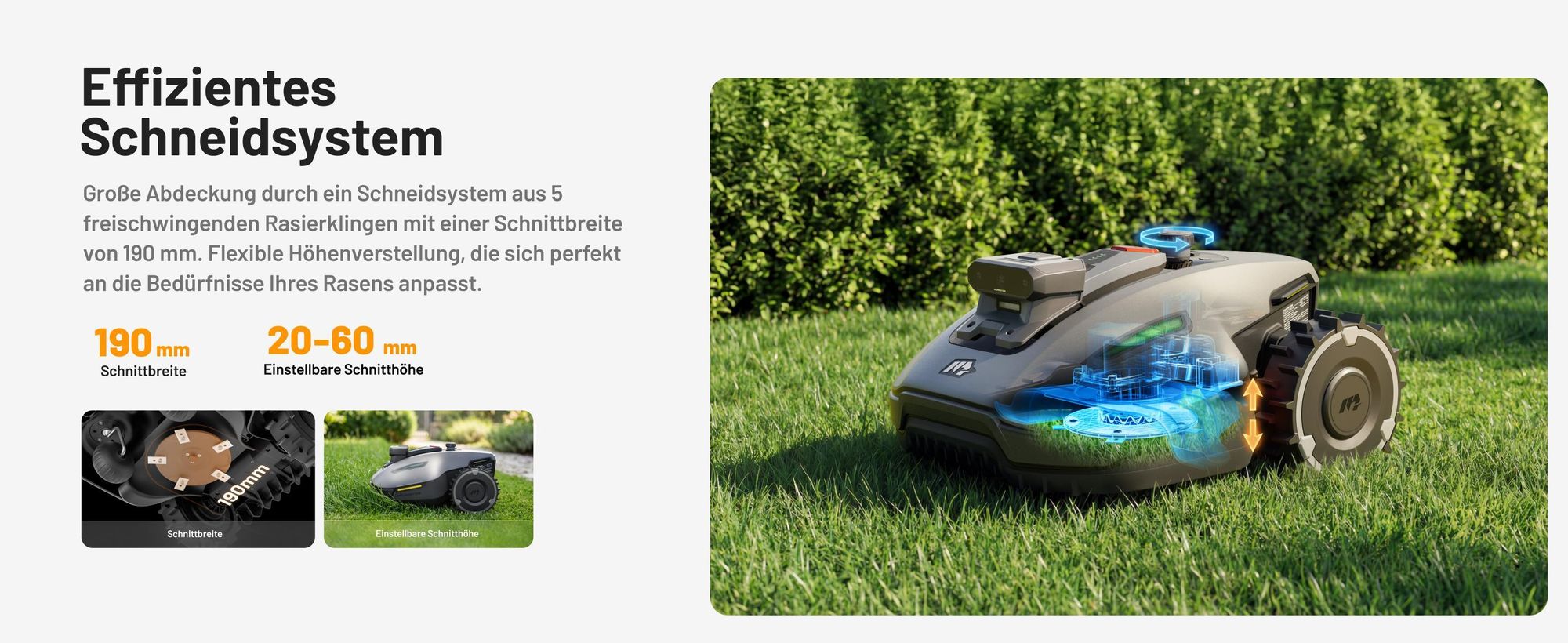 Mähroboter Mammotion YUKA Mini 2 800 mit Garage, Waschständer, bis 800 m², DropMow, Auto-Kartierung, Kantenschneiden, 4G-Modul, APP