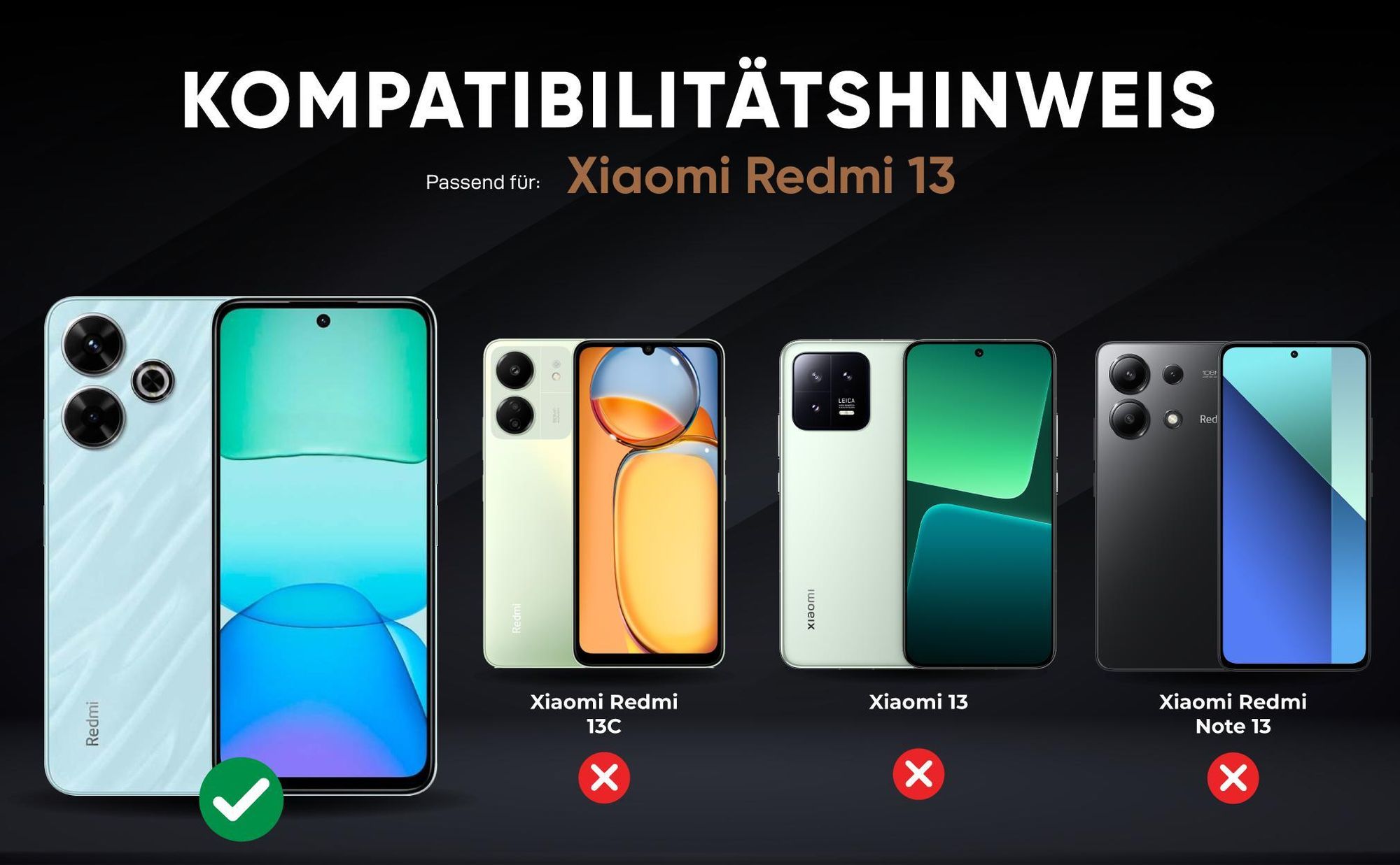 Kompatibilitätshinweise Hülle für Xiaomi Redmi 13
