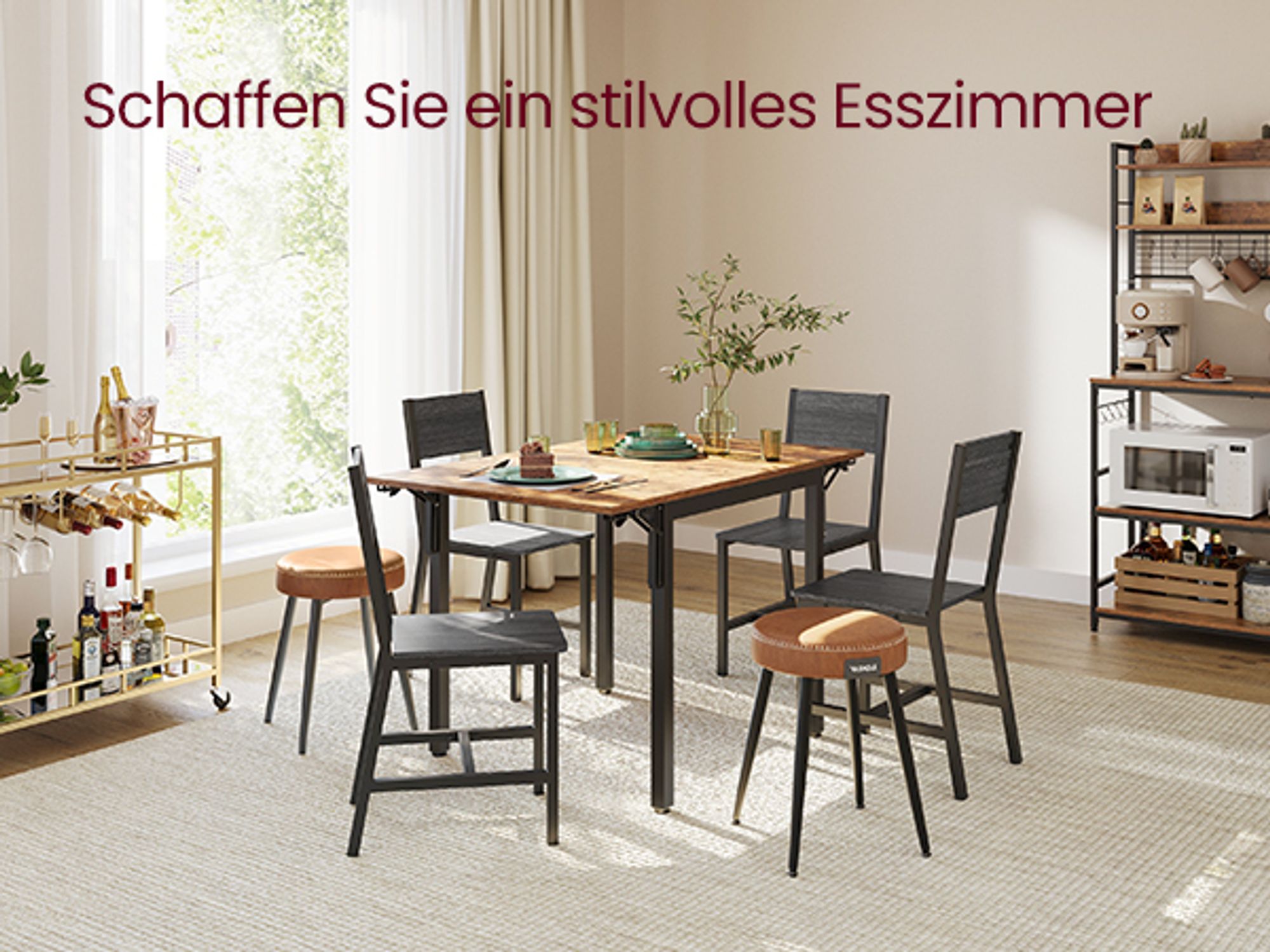 VASAGLE  2er Set Esszimmerstühle, Küchenstühle, Esszimmerstuhl für Esszimmer, Metallrahmen, Wohnzimmer, Küche, anthrazitgrau-tintenschwarzLDCDE092B04