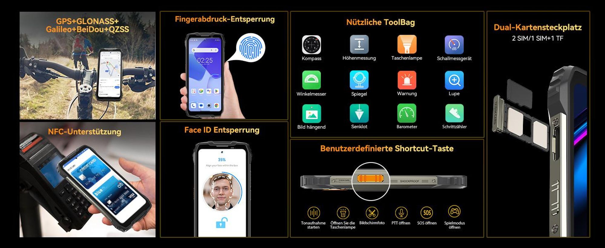 Blackview BL7000  Outdoor Smartphone–24+256GB, Dimensity 6030,3 Karten-Slot,6,78", 7500mAh, 120 Hz, 5G, 50 MP Kamera,Face ID/GPS/NFC/OTG,Android 15