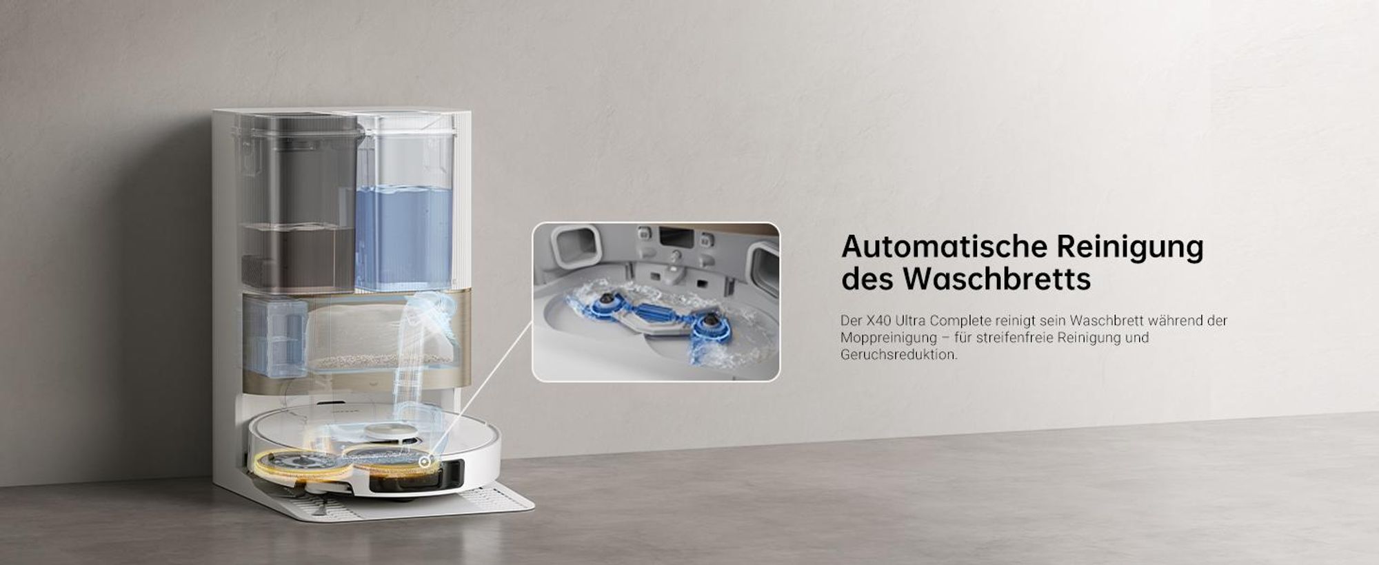 Dreame X40 Ultra Complete Saugroboter mit Wischfunktion,12000Pa Saugkraft,70℃ Wischmopp,selbstreinigend,Automatische Entleerung＆Fill,Drehen und Heben