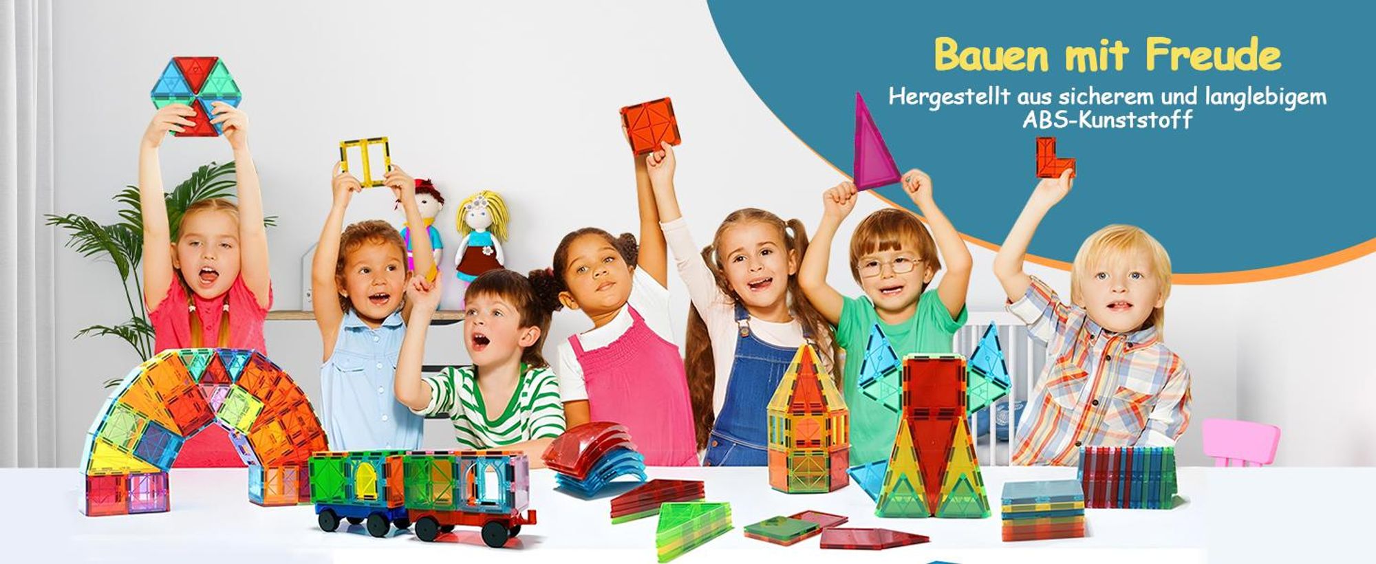 Olvy Magnetische Bausteine 74 Teile – Montessori Konstruktionsspielzeug ab 3 Jahren, Magnetfliesen für Kinder, kompatibel mit Magna Tiles & Connetix
